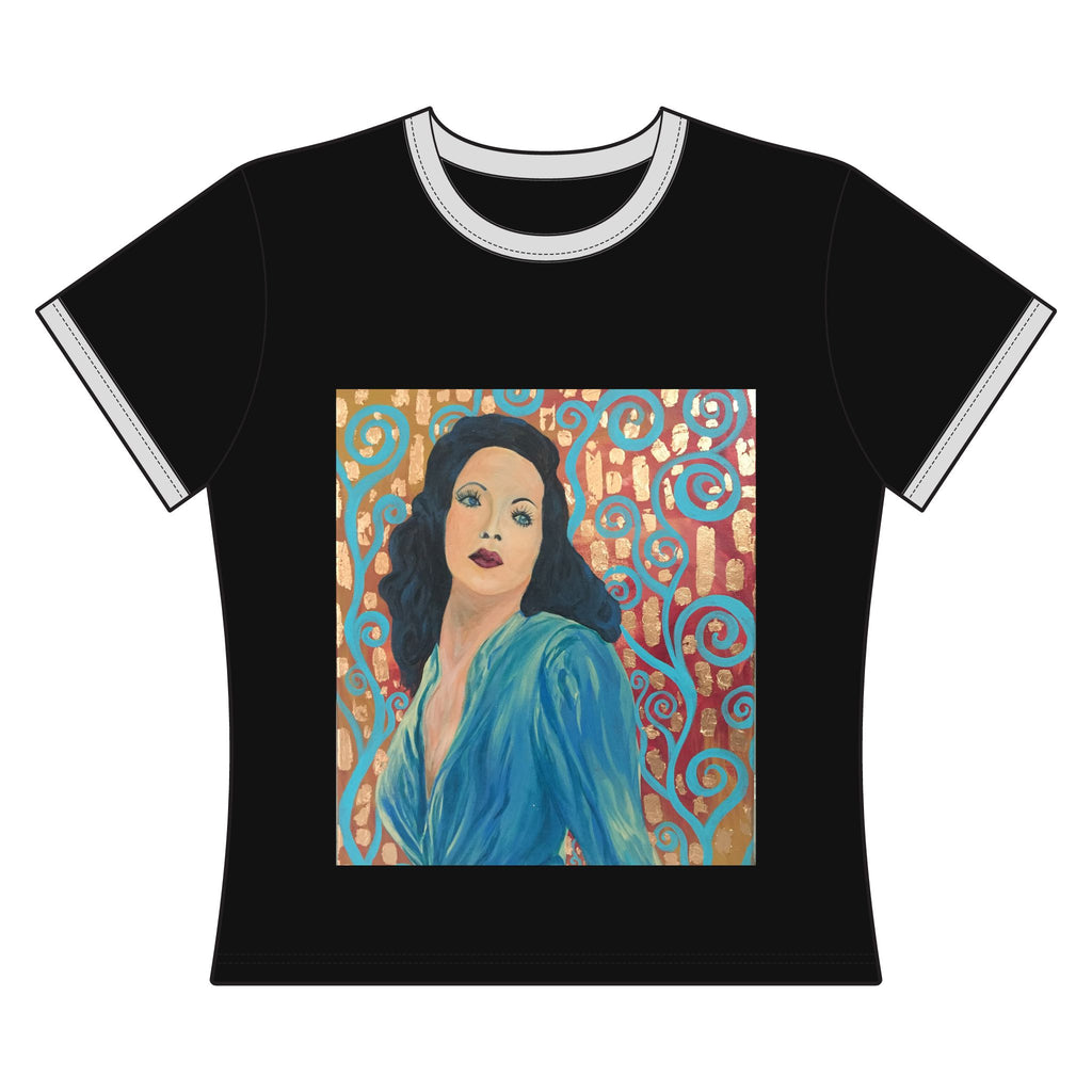 Gene Tierney - Vintage Portrait Ringer Tee — Artistic Woman Illustration