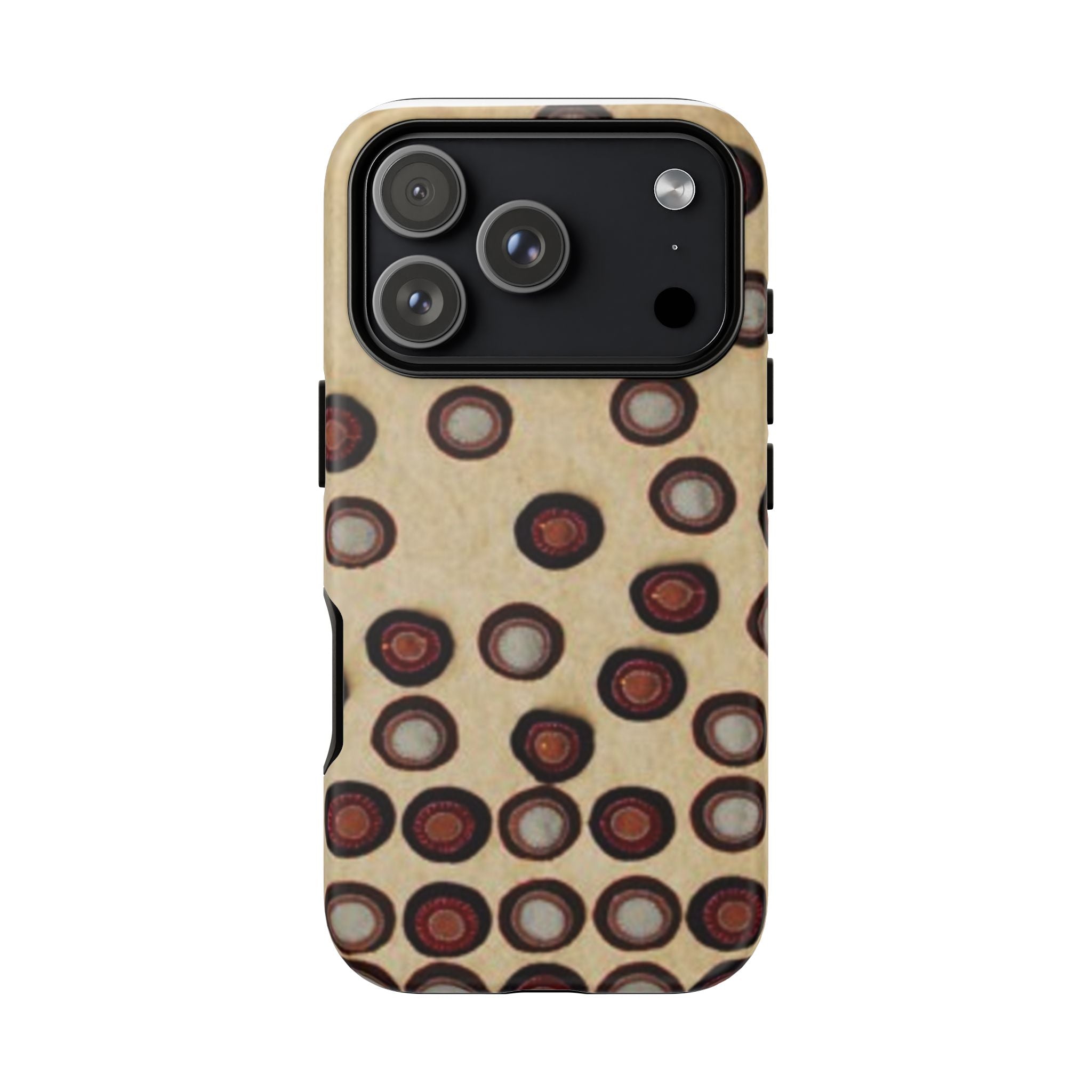 Penny Rug - Retro Dot Pattern Phone Case — Vintage Beige Circles Protective Cover