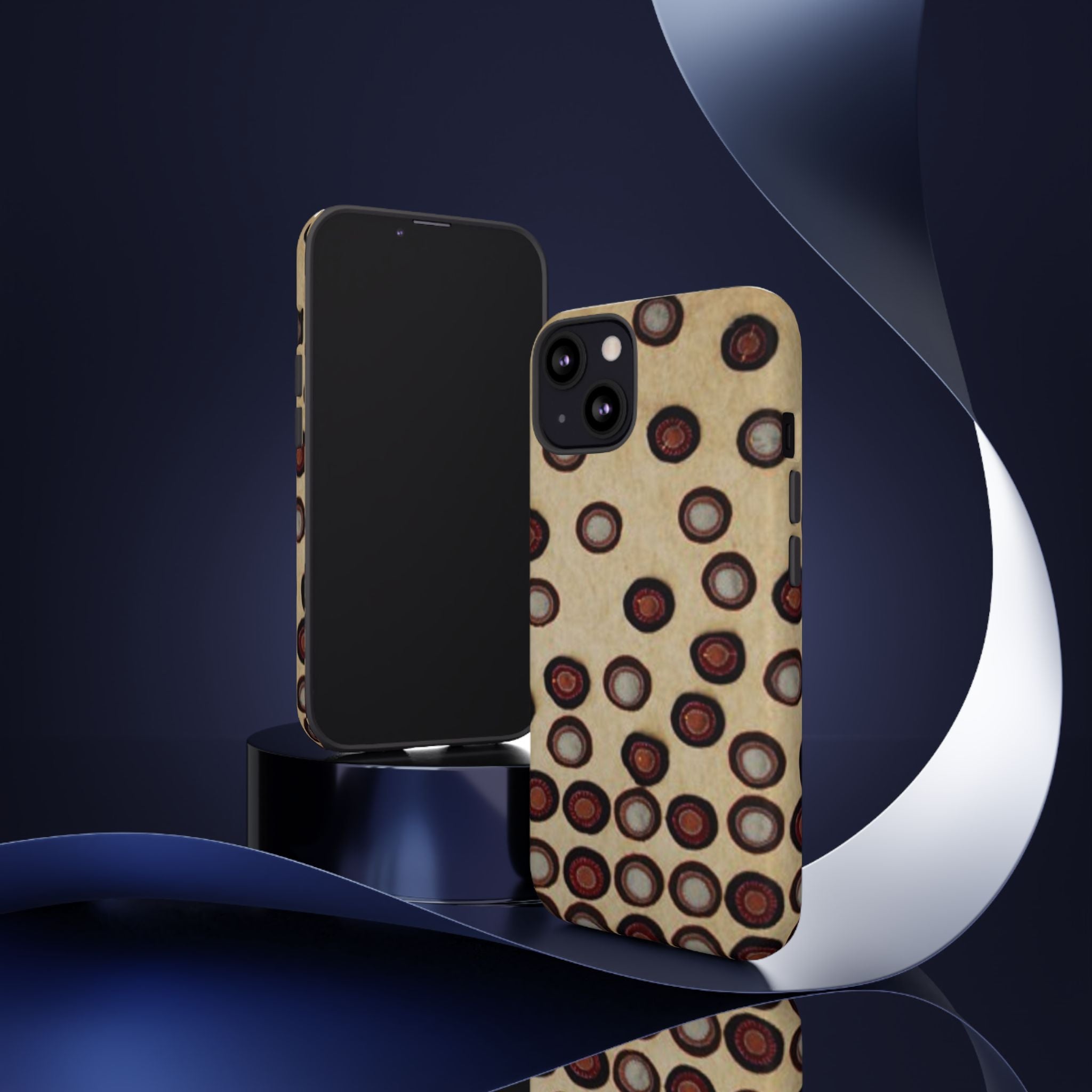 Penny Rug - Retro Dot Pattern Phone Case — Vintage Beige Circles Protective Cover