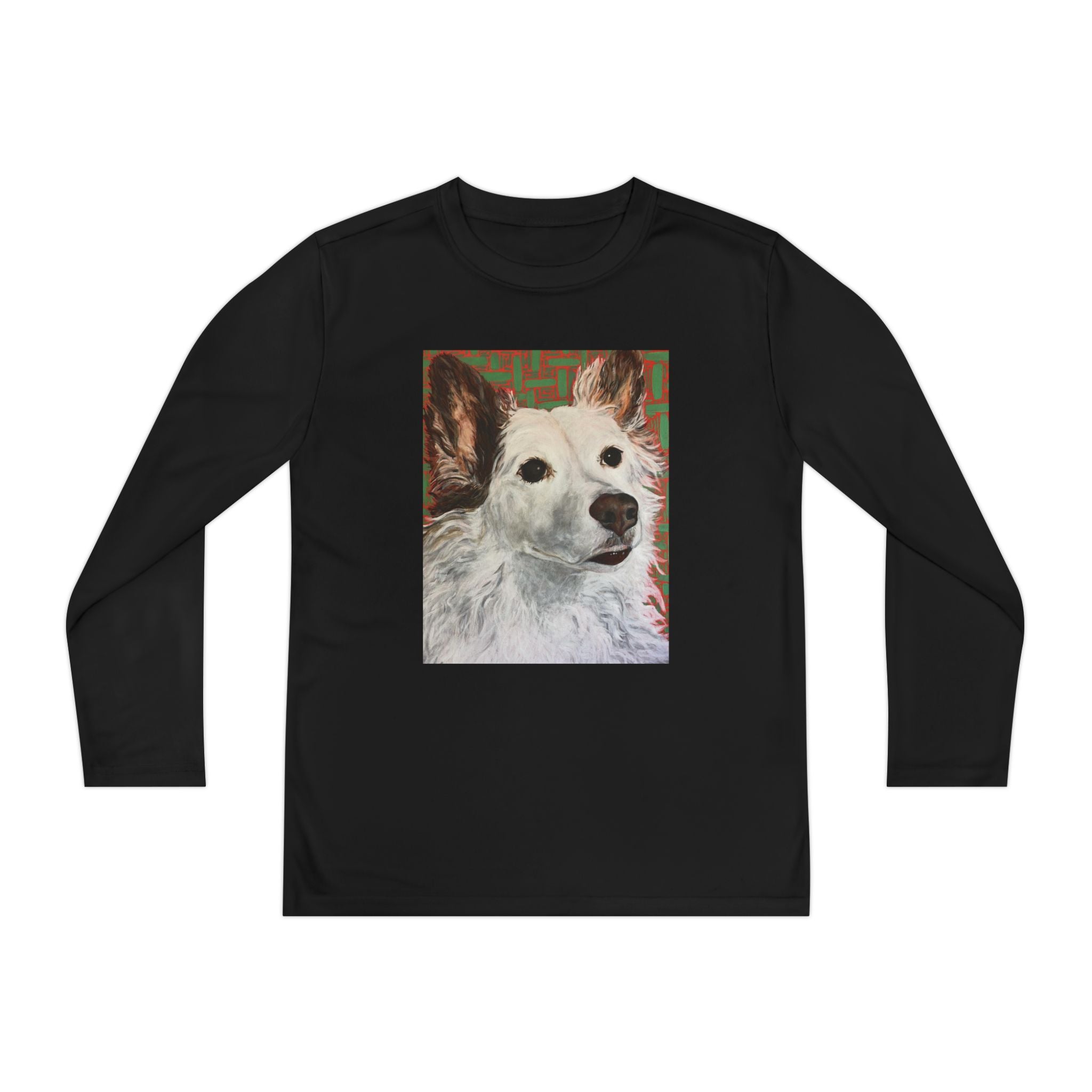 White Dog Portrait - Youth Long Sleeve Tee — White Dog Portrait Kids Shirt