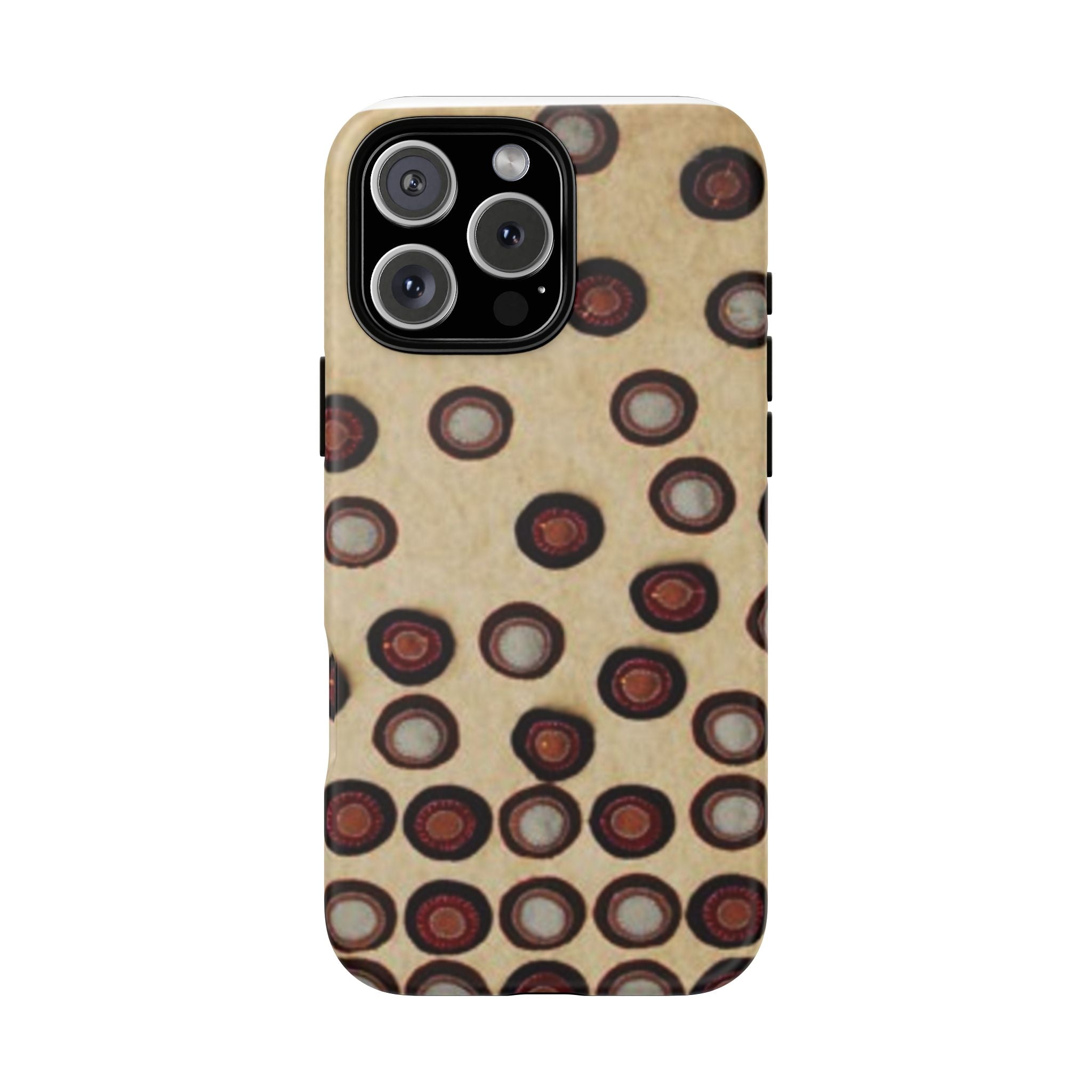 Penny Rug - Retro Dot Pattern Phone Case — Vintage Beige Circles Protective Cover