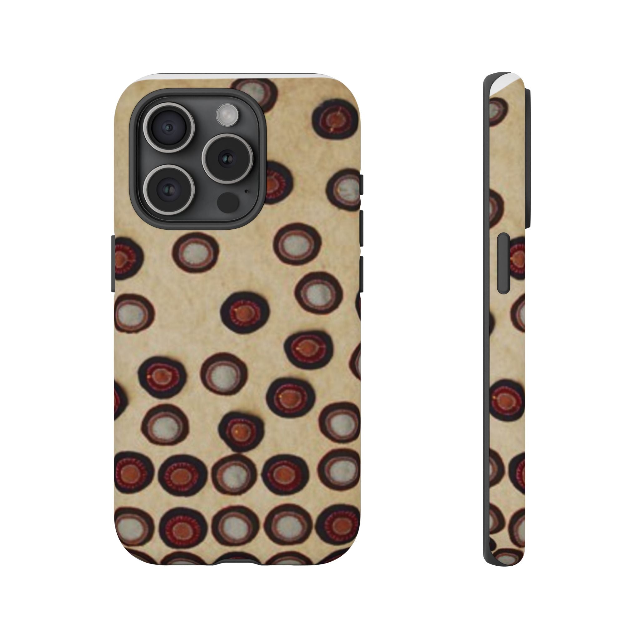Penny Rug - Retro Dot Pattern Phone Case — Vintage Beige Circles Protective Cover