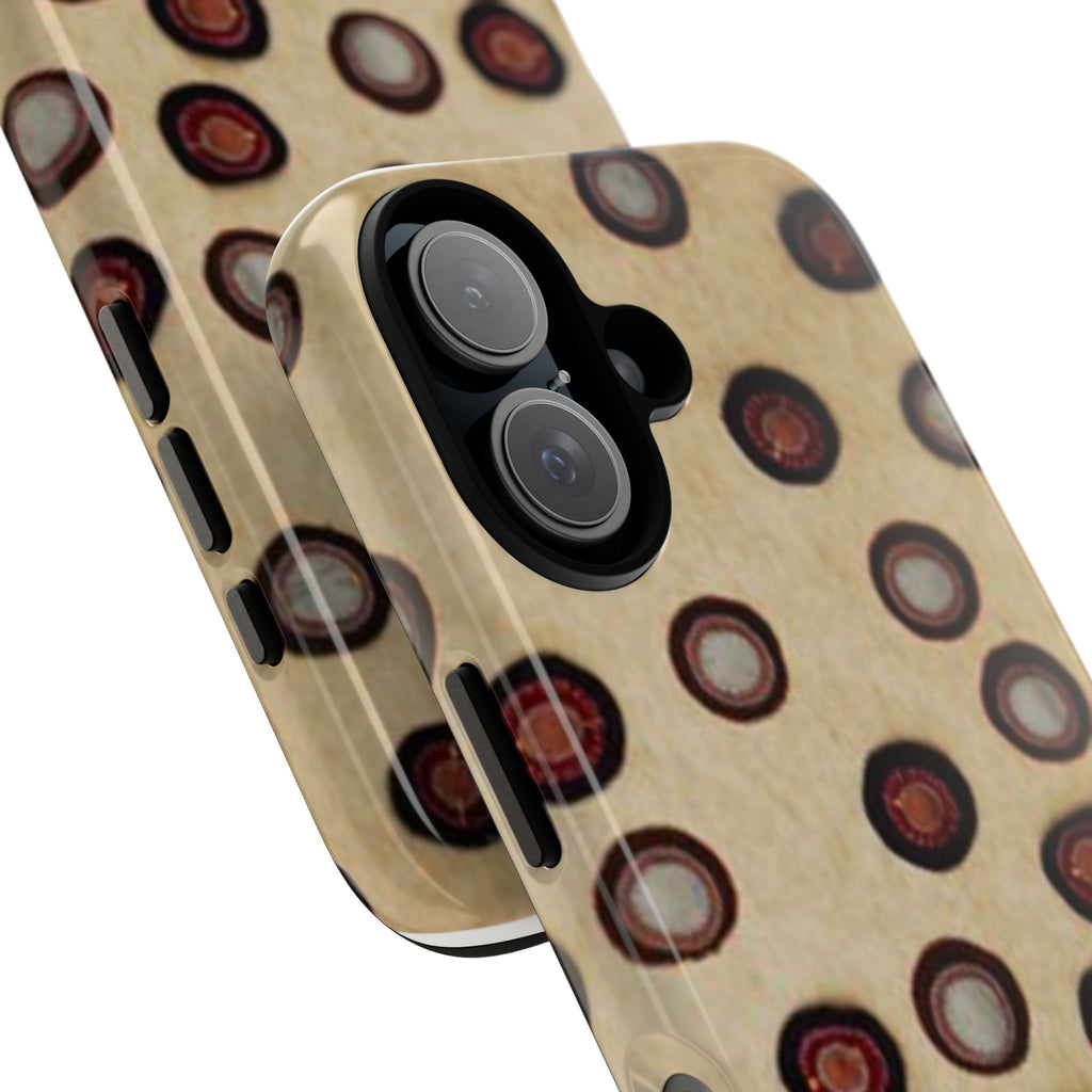 Penny Rug - Retro Dot Pattern Phone Case — Vintage Beige Circles Protective Cover