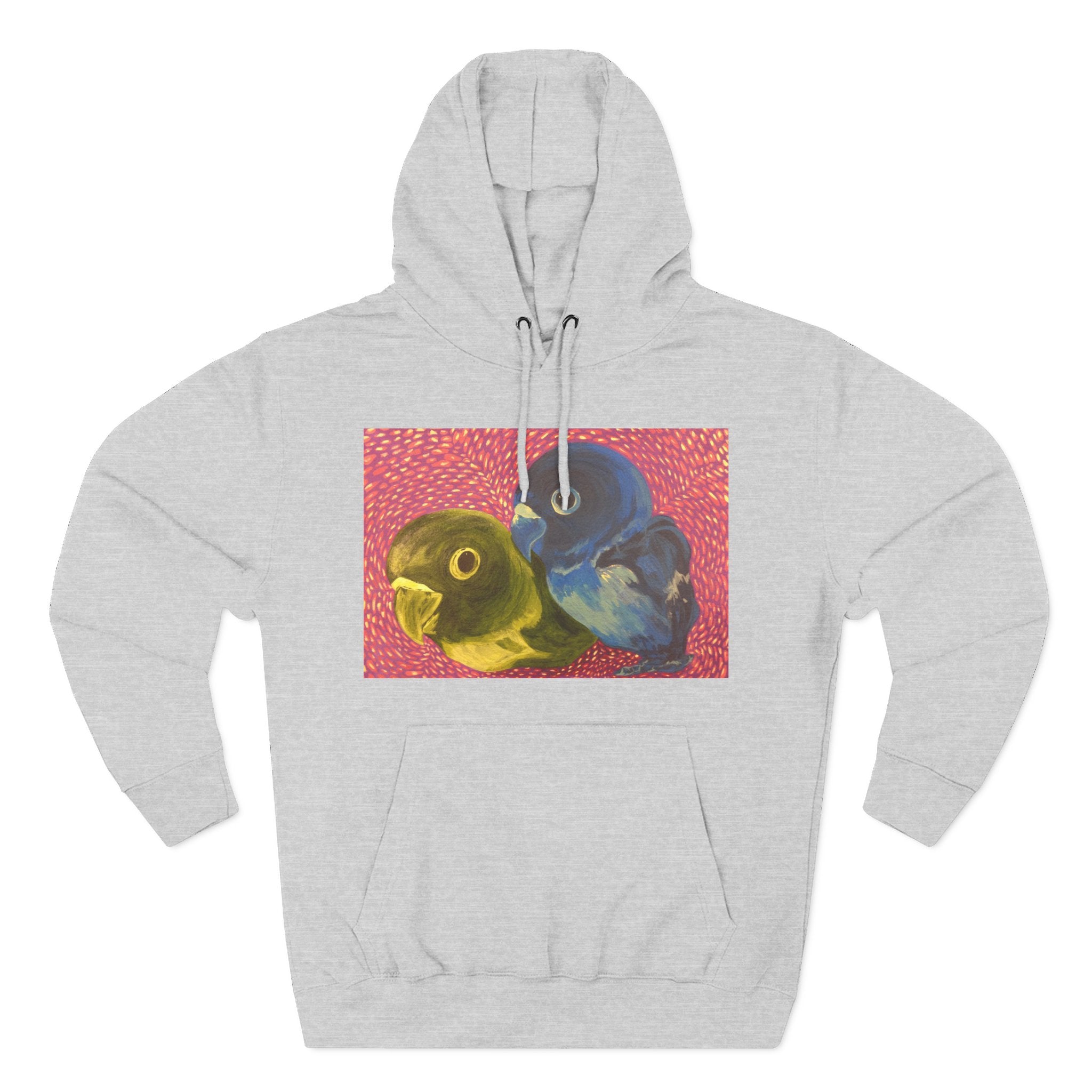 Parakeet Pop Art Hoodie — Colorful Budgie Bird Print Fleece Pullover
