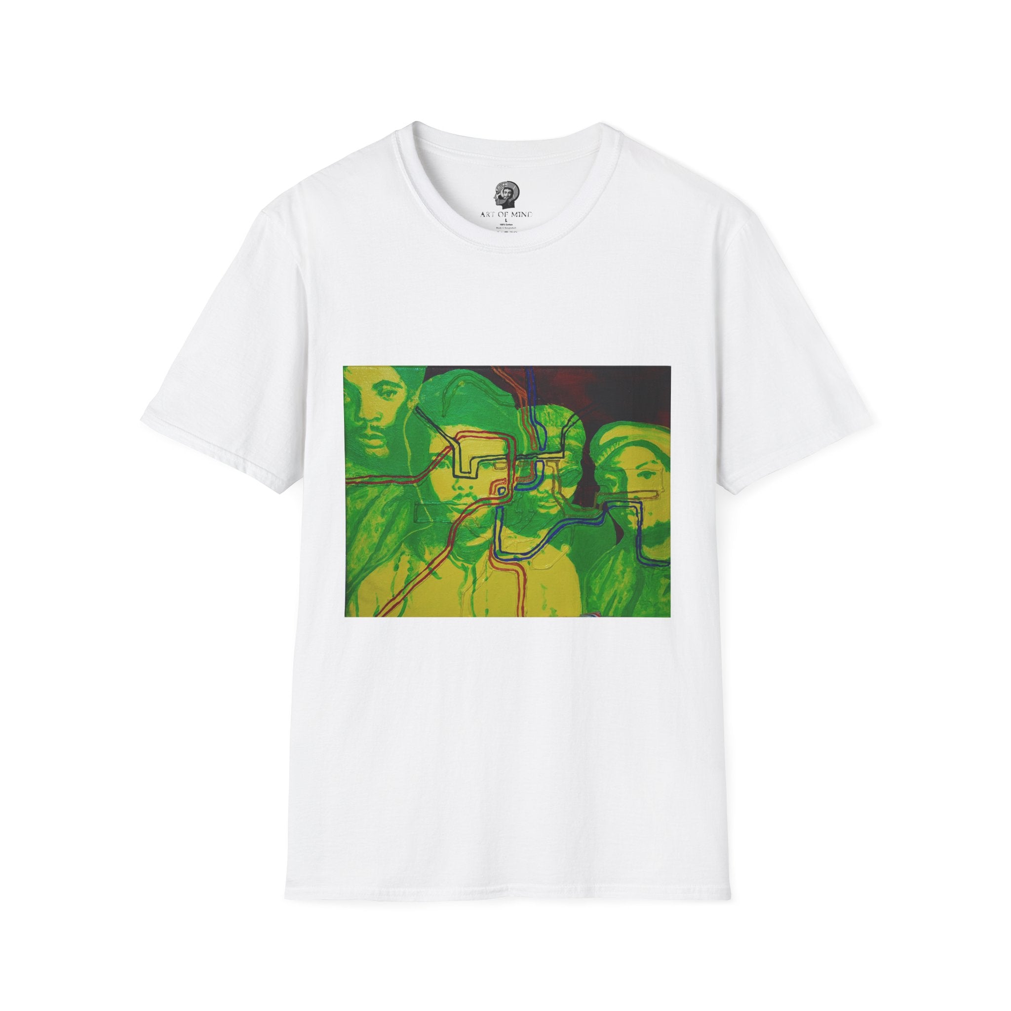 Bad Brains - Abstract Green Portrait T-Shirt — Surreal Layered Faces Art Tee