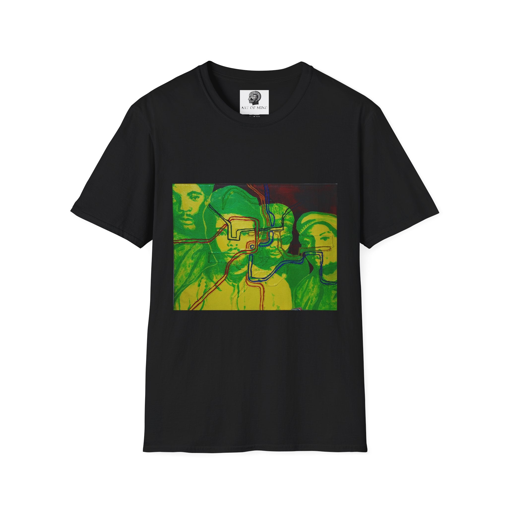 Bad Brains - Abstract Green Portrait T-Shirt — Surreal Layered Faces Art Tee