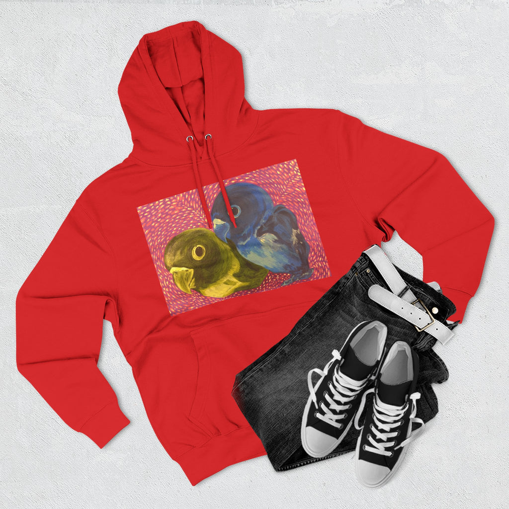 Parakeet Pop Art Hoodie — Colorful Budgie Bird Print Fleece Pullover