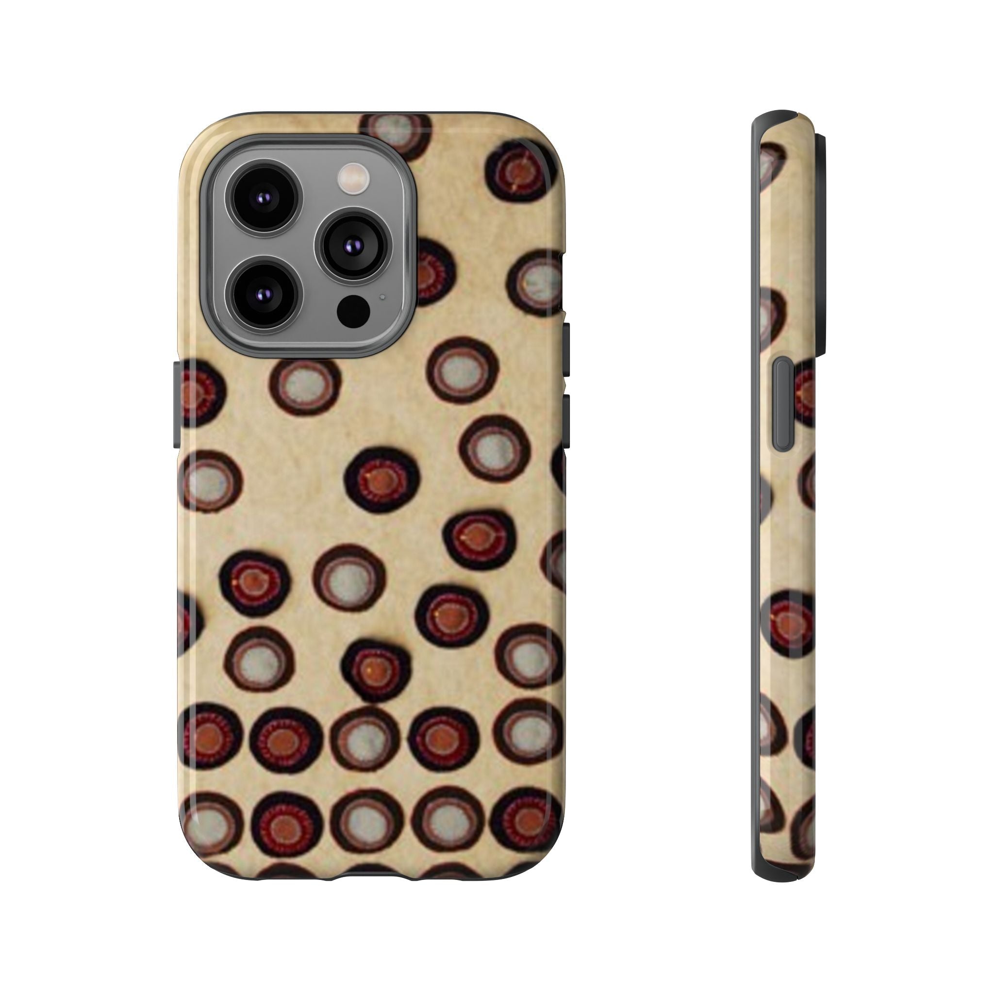 Penny Rug - Retro Dot Pattern Phone Case — Vintage Beige Circles Protective Cover