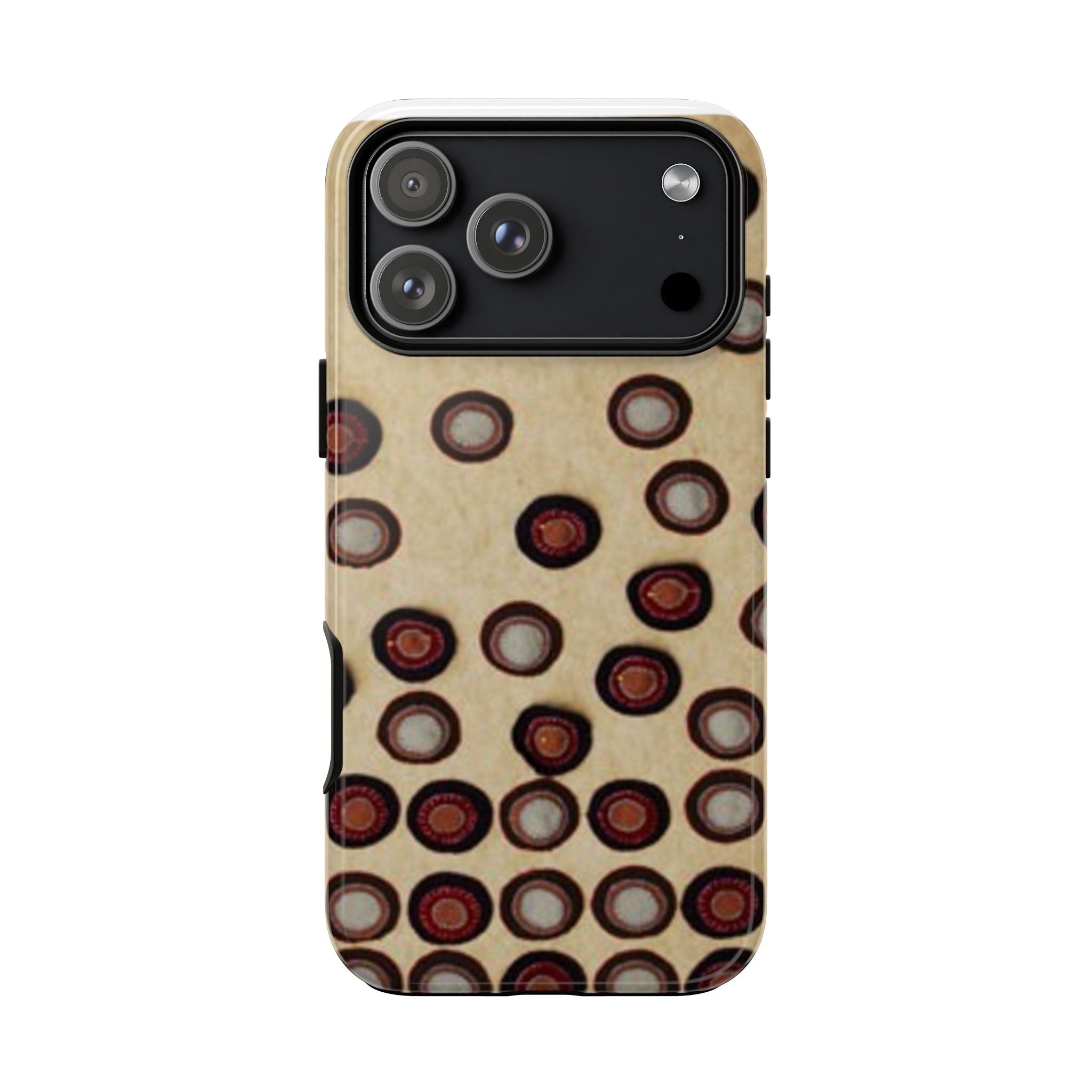 Penny Rug - Retro Dot Pattern Phone Case — Vintage Beige Circles Protective Cover
