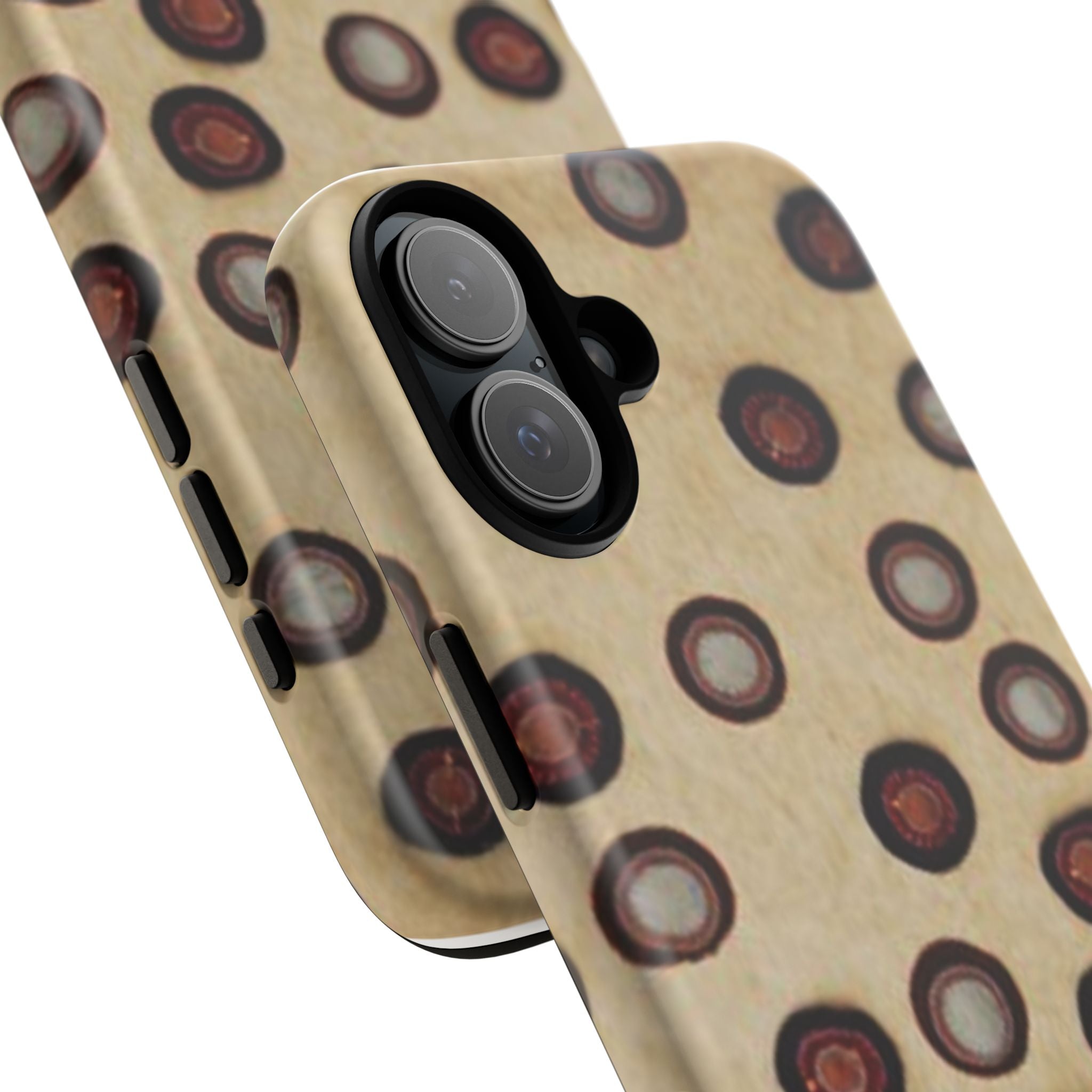 Penny Rug - Retro Dot Pattern Phone Case — Vintage Beige Circles Protective Cover