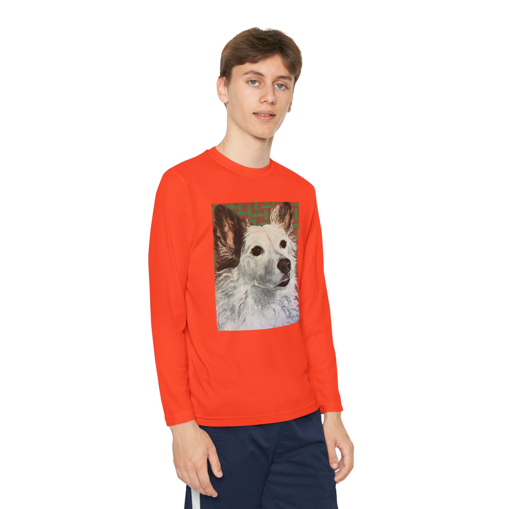 White Dog Portrait - Youth Long Sleeve Tee — White Dog Portrait Kids Shirt