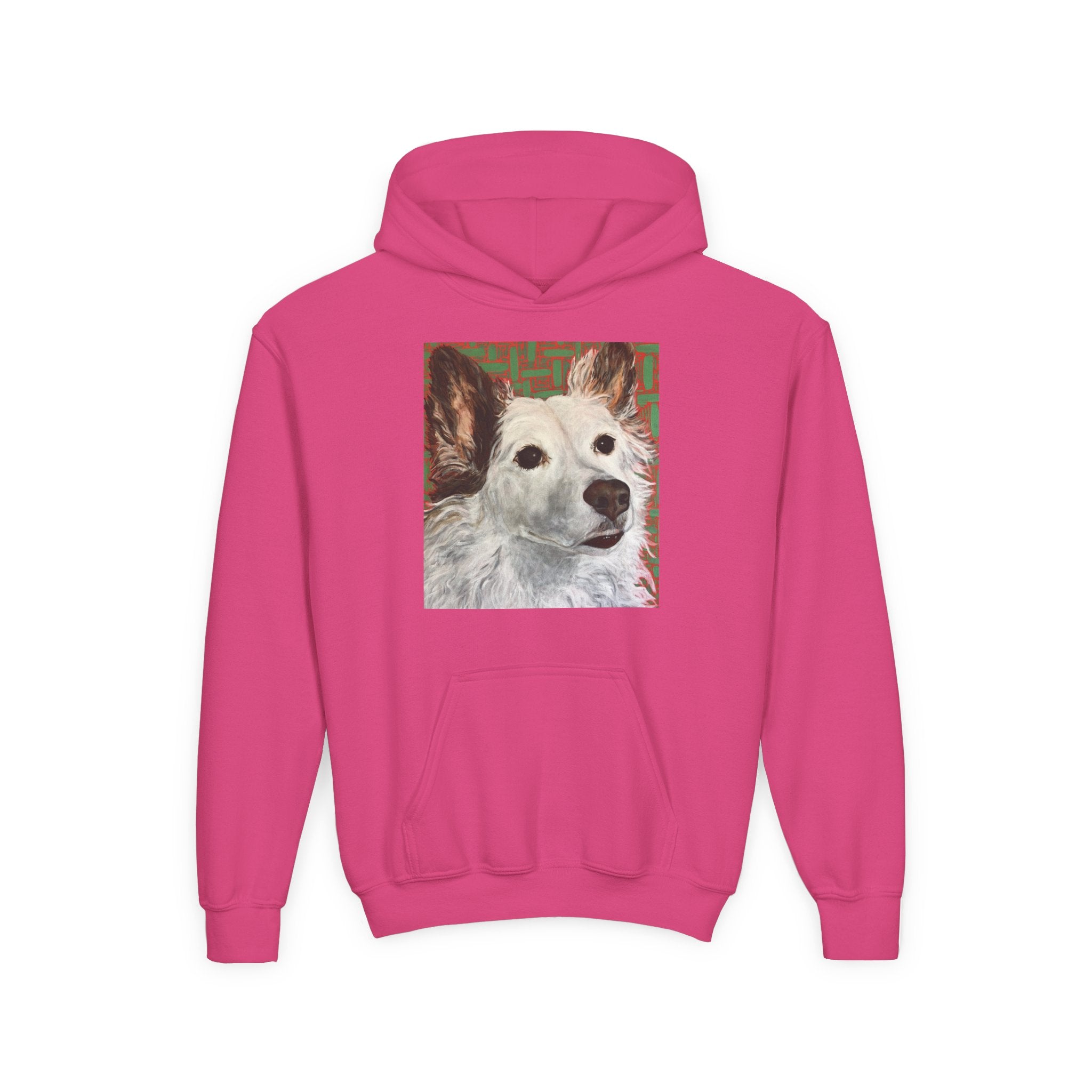 White Dog Portrait Hoodie —  Pullover for Kids