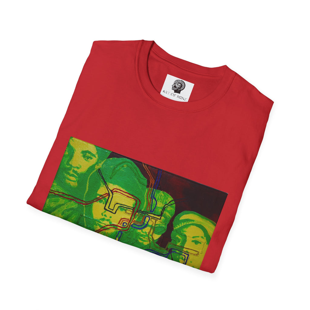 Bad Brains - Abstract Green Portrait T-Shirt — Surreal Layered Faces Art Tee
