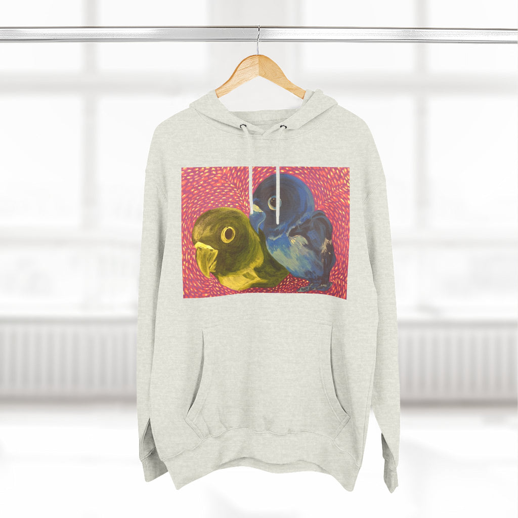 Parakeet Pop Art Hoodie — Colorful Budgie Bird Print Fleece Pullover