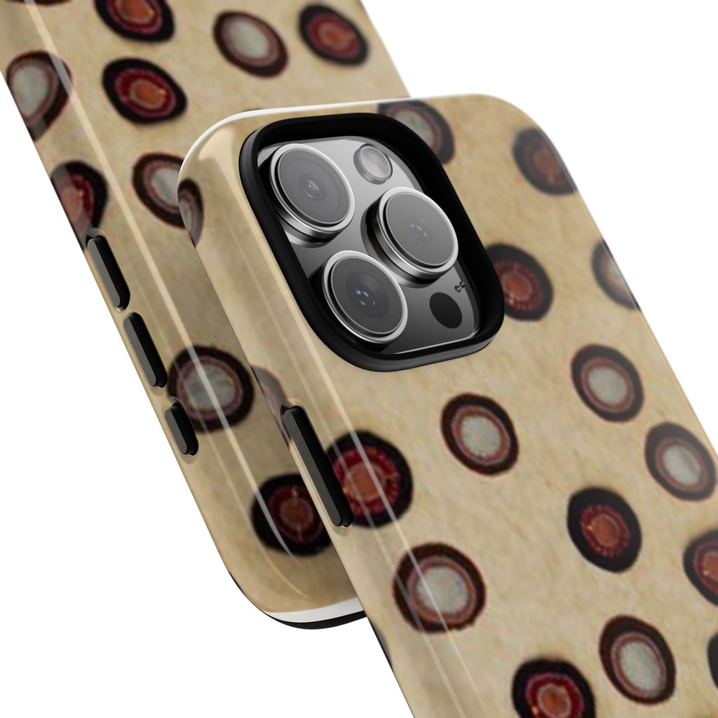 Penny Rug - Retro Dot Pattern Phone Case — Vintage Beige Circles Protective Cover