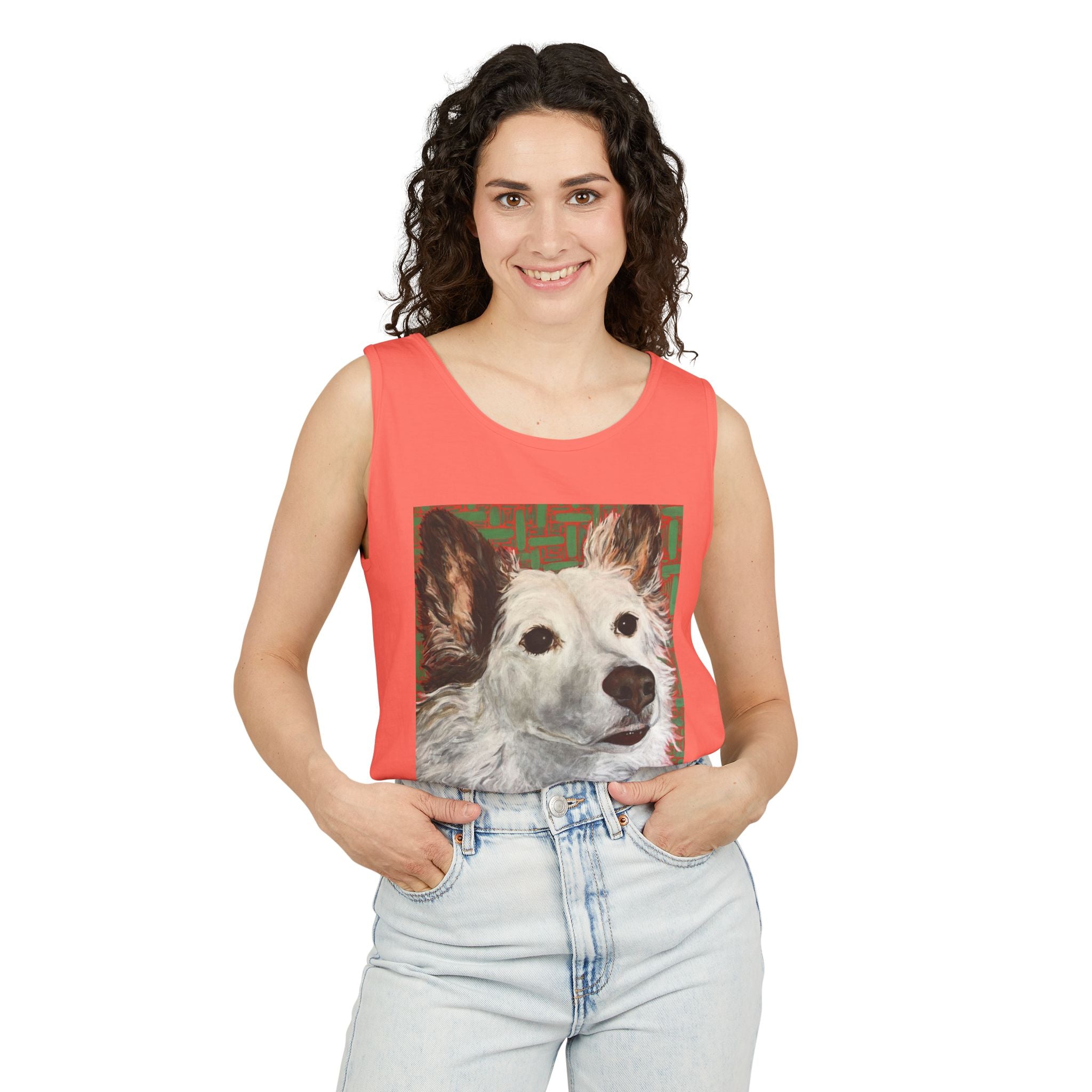 WhiteDog Portrait - Tank Top with Pop-Art Dog Portrait — Cute Pet Graphic Tank
