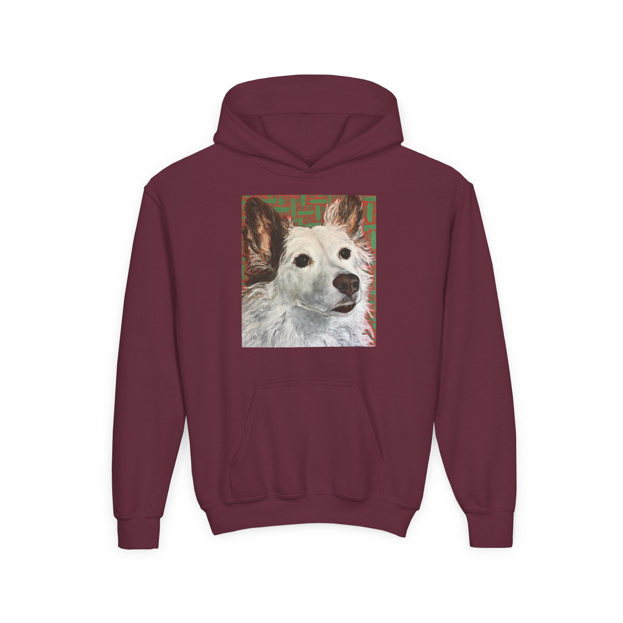 White Dog Portrait Hoodie —  Pullover for Kids