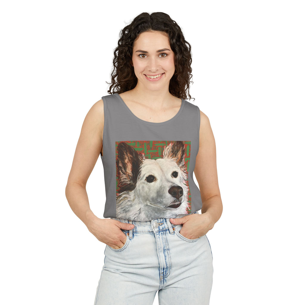 WhiteDog Portrait - Tank Top with Pop-Art Dog Portrait — Cute Pet Graphic Tank