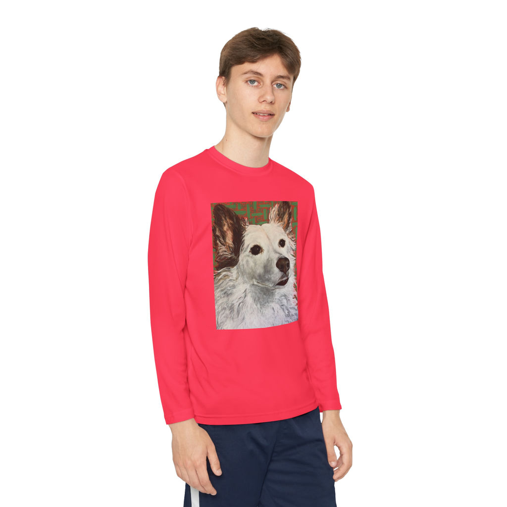 White Dog Portrait - Youth Long Sleeve Tee — White Dog Portrait Kids Shirt