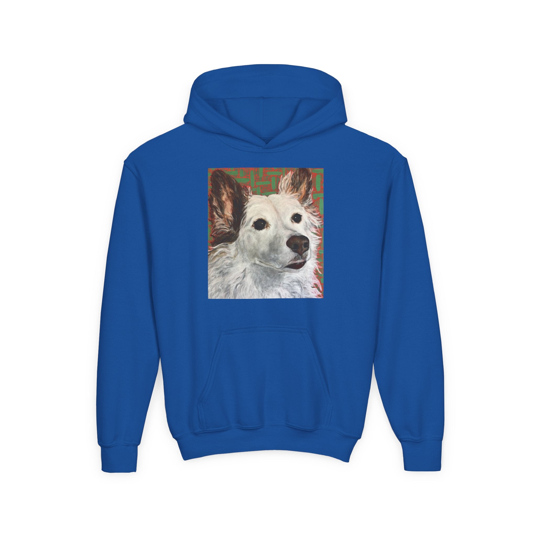 White Dog Portrait Hoodie —  Pullover for Kids