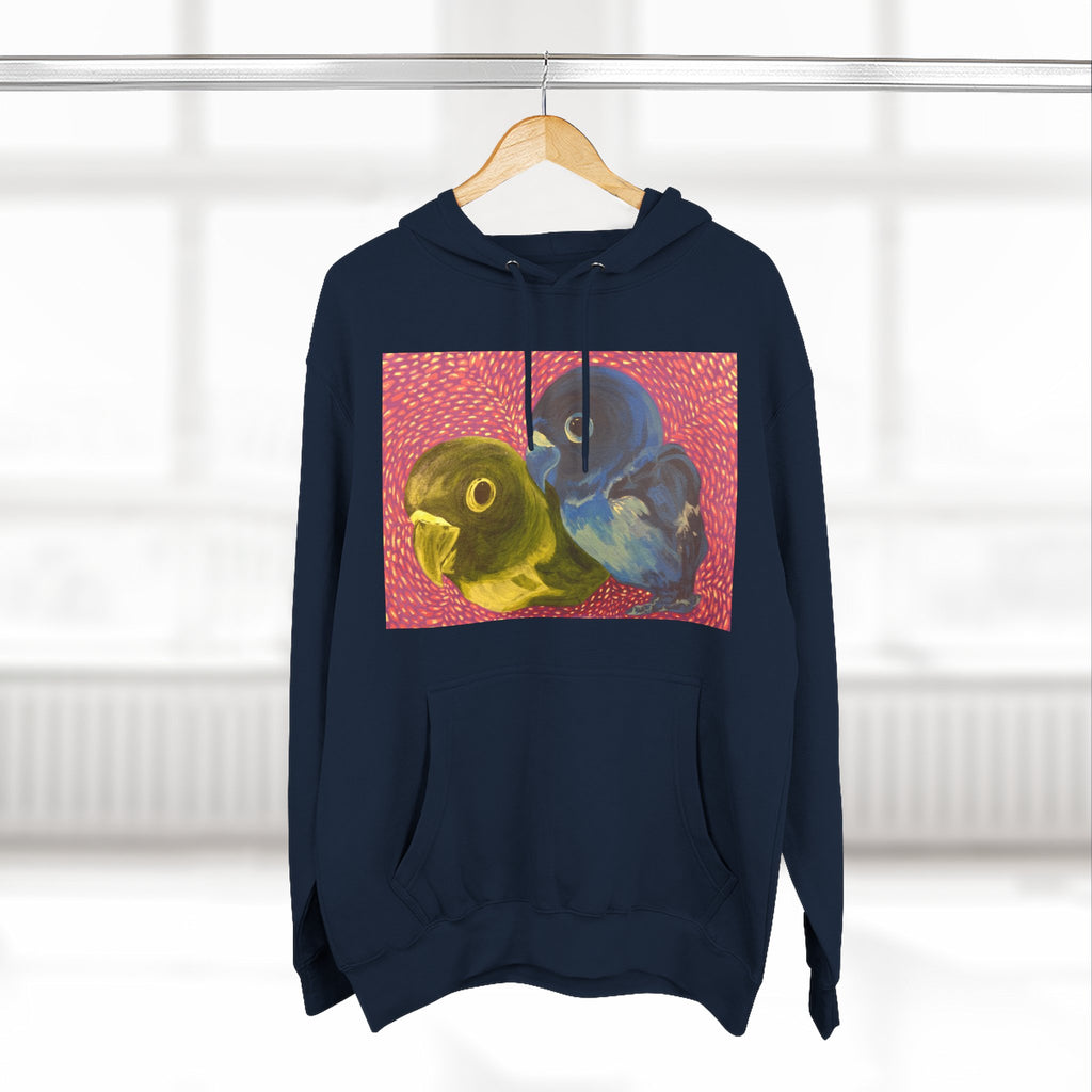 Parakeet Pop Art Hoodie — Colorful Budgie Bird Print Fleece Pullover