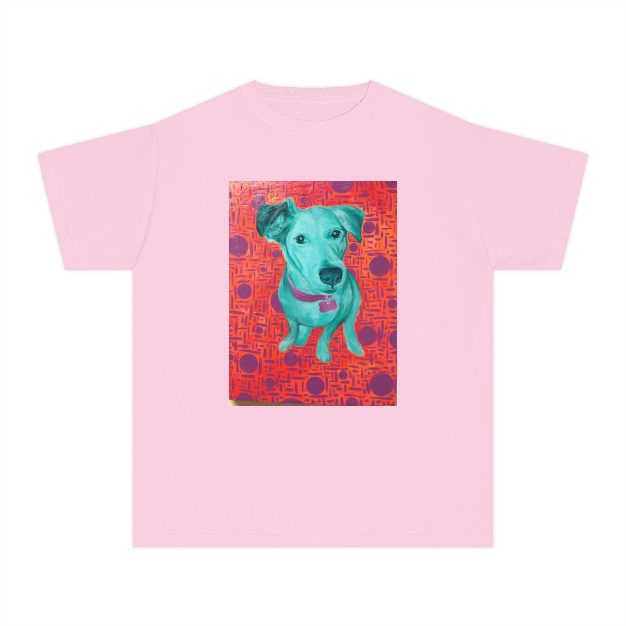 White Dog - Youth Tee — Colorful Pop-Art Puppy Graphic Kids T-Shirt