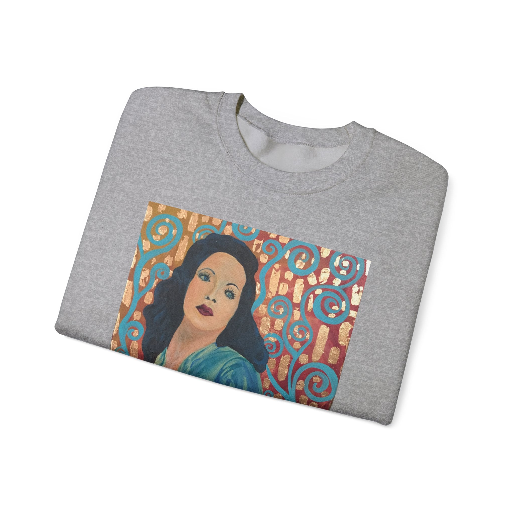 Gene Tierney Portrait Adult Sweatshirt — Painted Pop-Art Vintage Actress Crewneck
