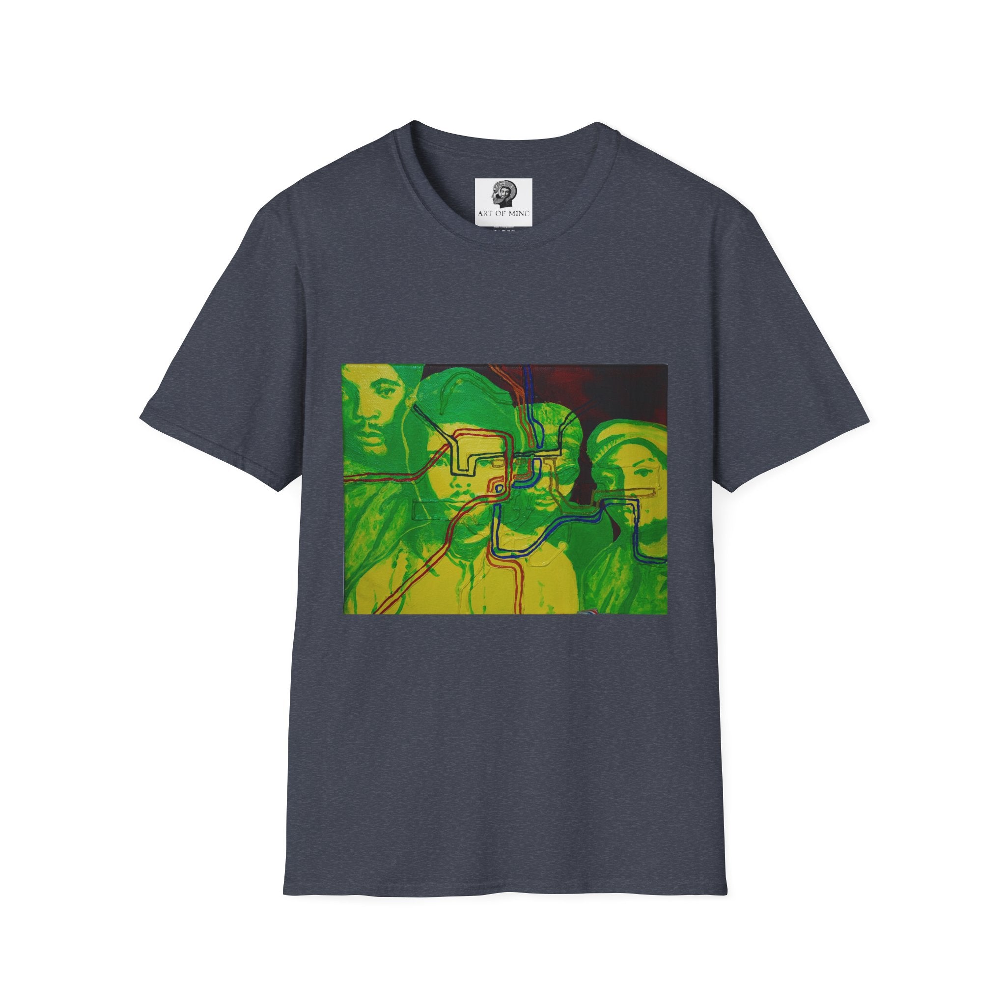 Bad Brains - Abstract Green Portrait T-Shirt — Surreal Layered Faces Art Tee