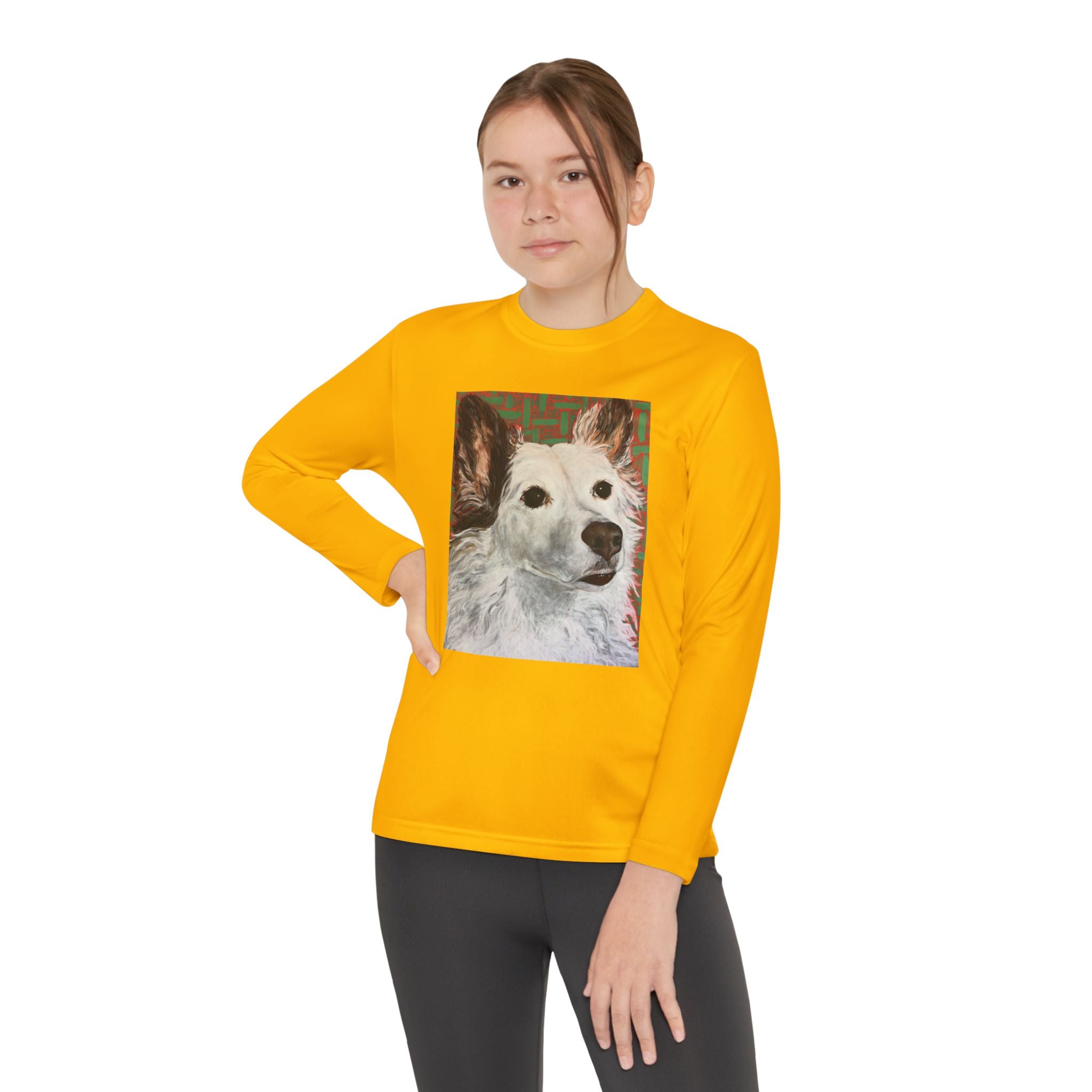 White Dog Portrait - Youth Long Sleeve Tee — White Dog Portrait Kids Shirt