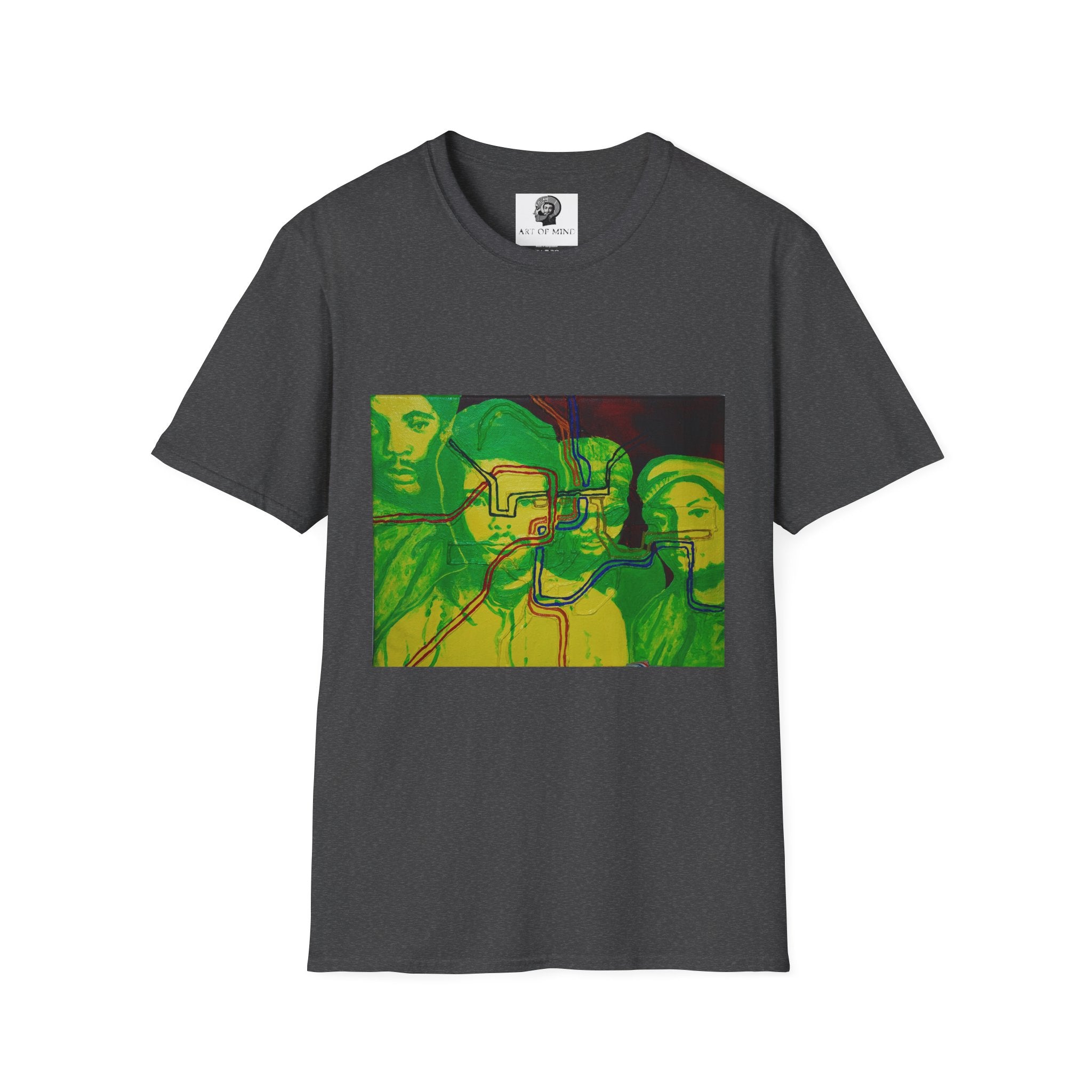 Bad Brains - Abstract Green Portrait T-Shirt — Surreal Layered Faces Art Tee