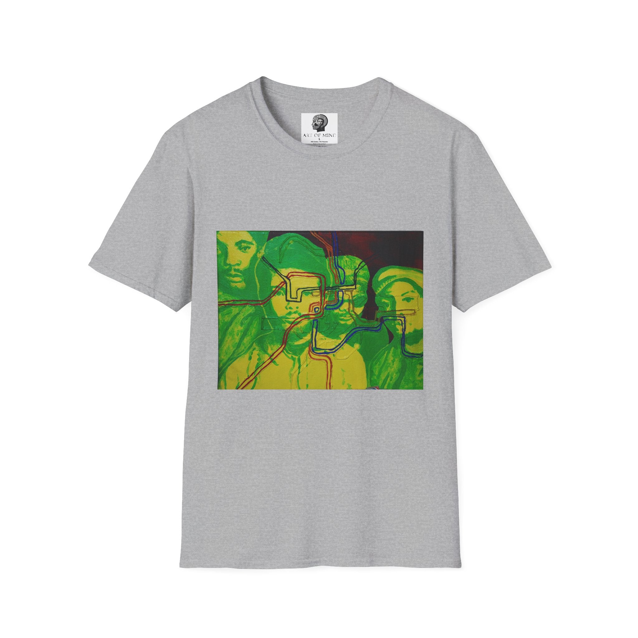 Bad Brains - Abstract Green Portrait T-Shirt — Surreal Layered Faces Art Tee