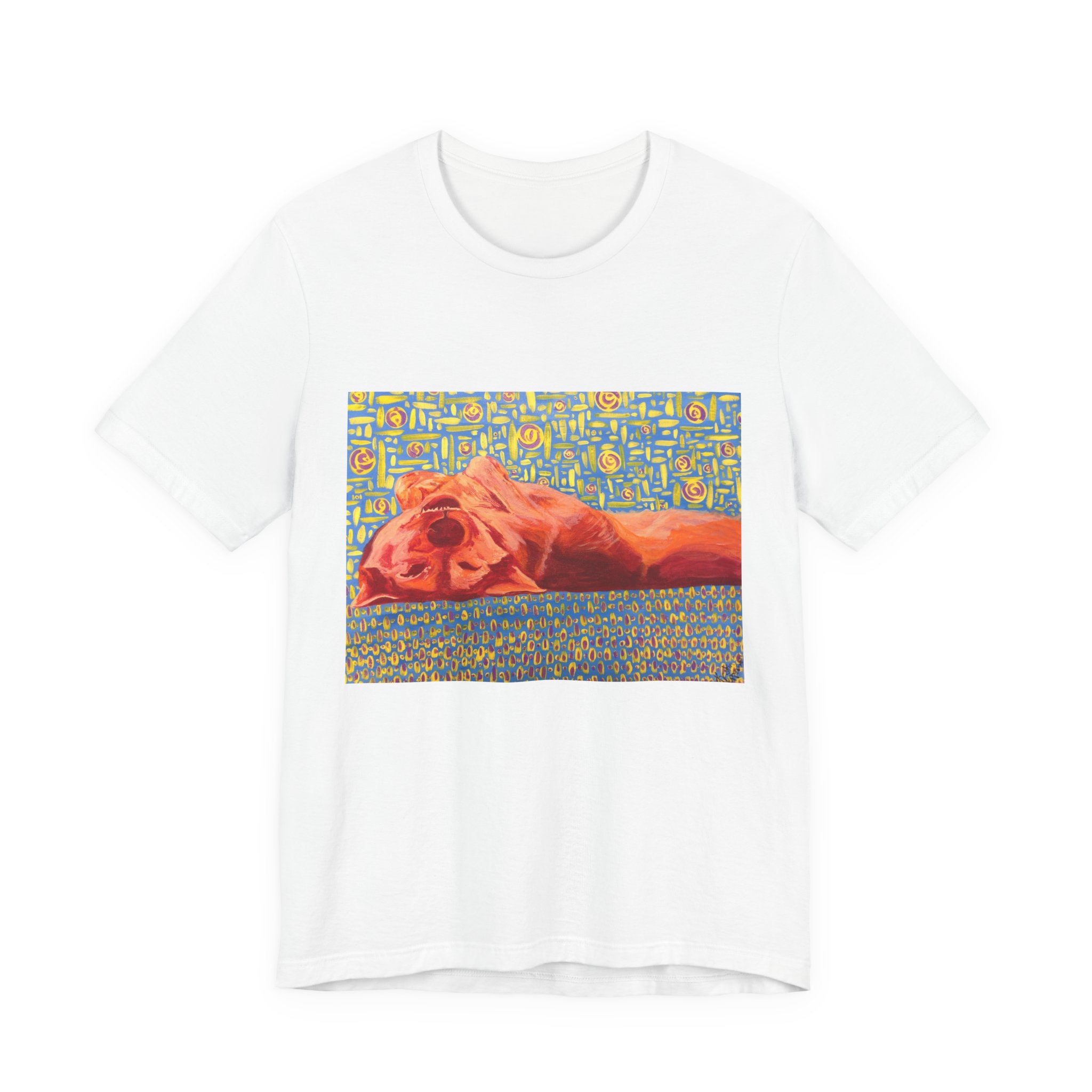 Dog on Back - Sleeping Dog Art Tee — Colorful Pop Art T-Shirt