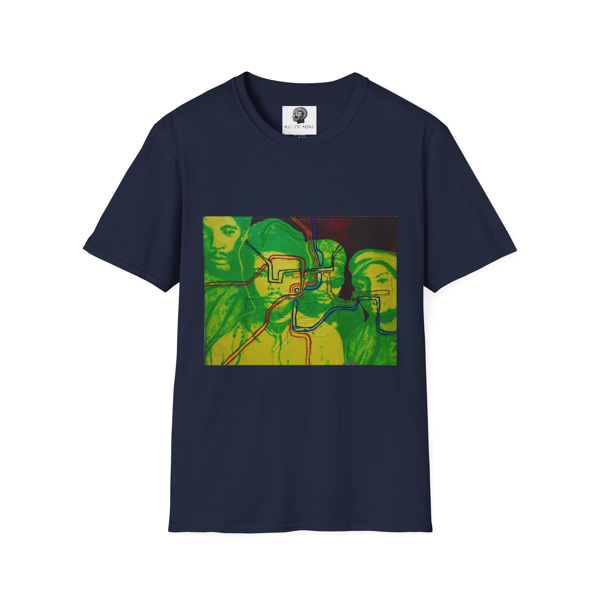 Bad Brains - Abstract Green Portrait T-Shirt — Surreal Layered Faces Art Tee
