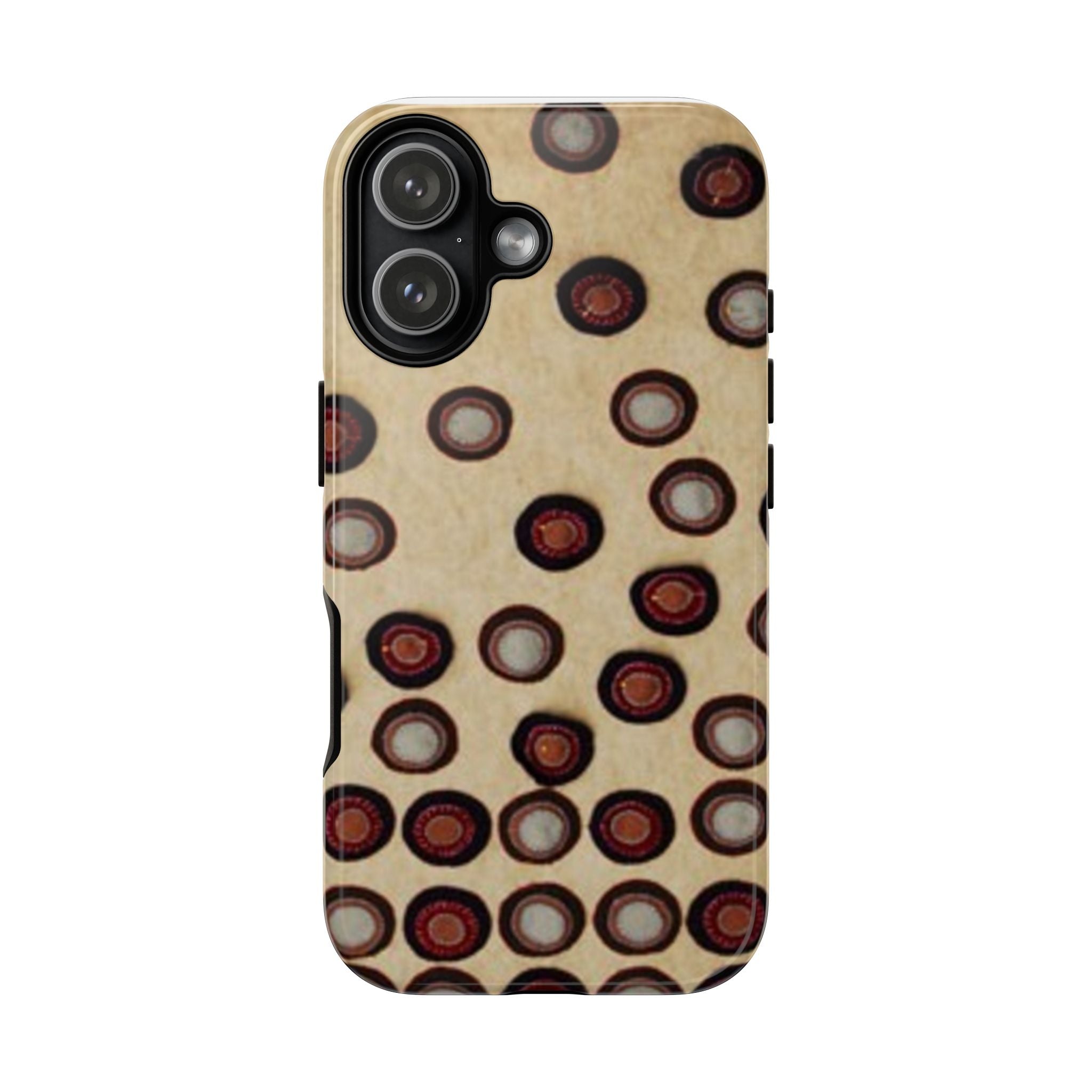Penny Rug - Retro Dot Pattern Phone Case — Vintage Beige Circles Protective Cover