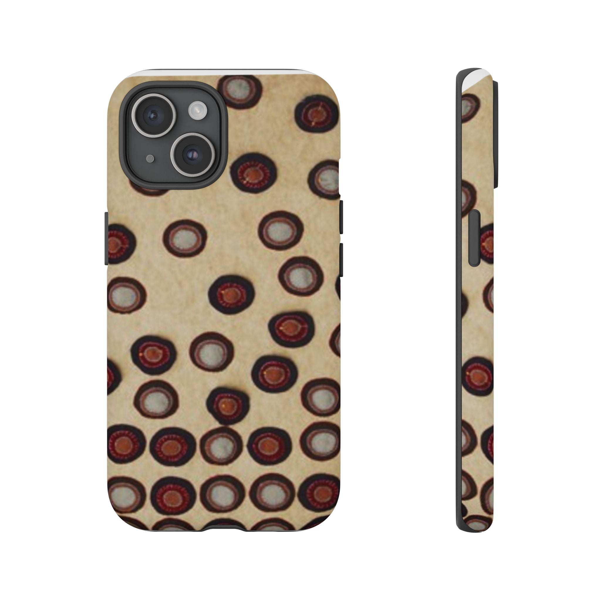 Penny Rug - Retro Dot Pattern Phone Case — Vintage Beige Circles Protective Cover