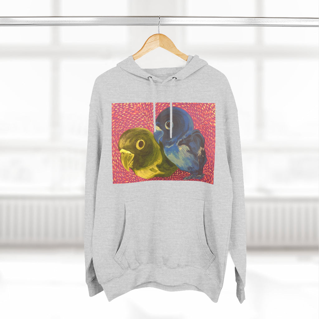 Parakeet Pop Art Hoodie — Colorful Budgie Bird Print Fleece Pullover