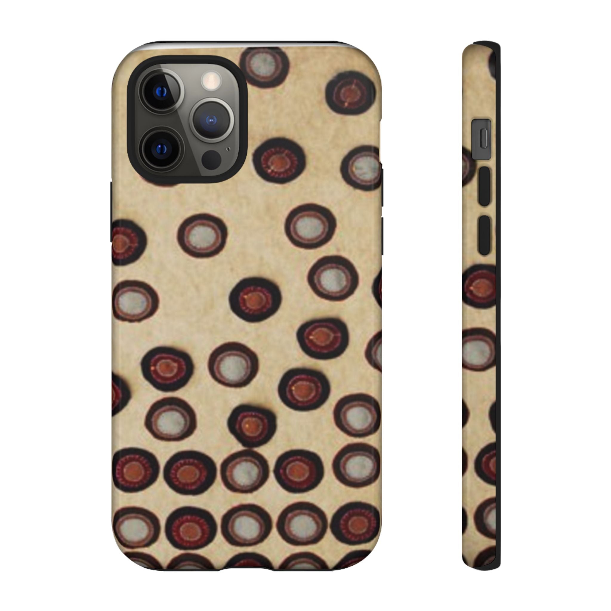 Penny Rug - Retro Dot Pattern Phone Case — Vintage Beige Circles Protective Cover
