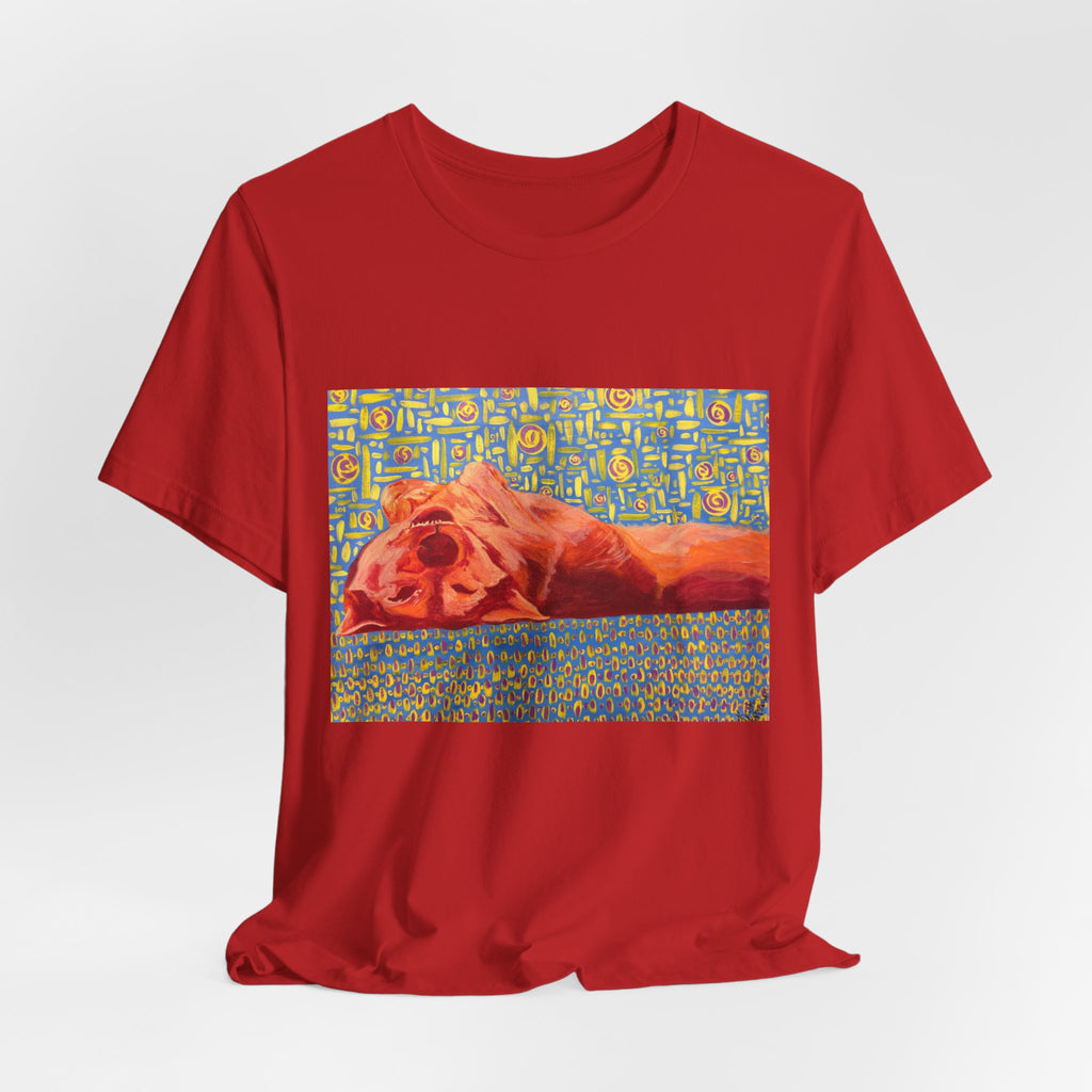 Dog on Back - Sleeping Dog Art Tee — Colorful Pop Art T-Shirt