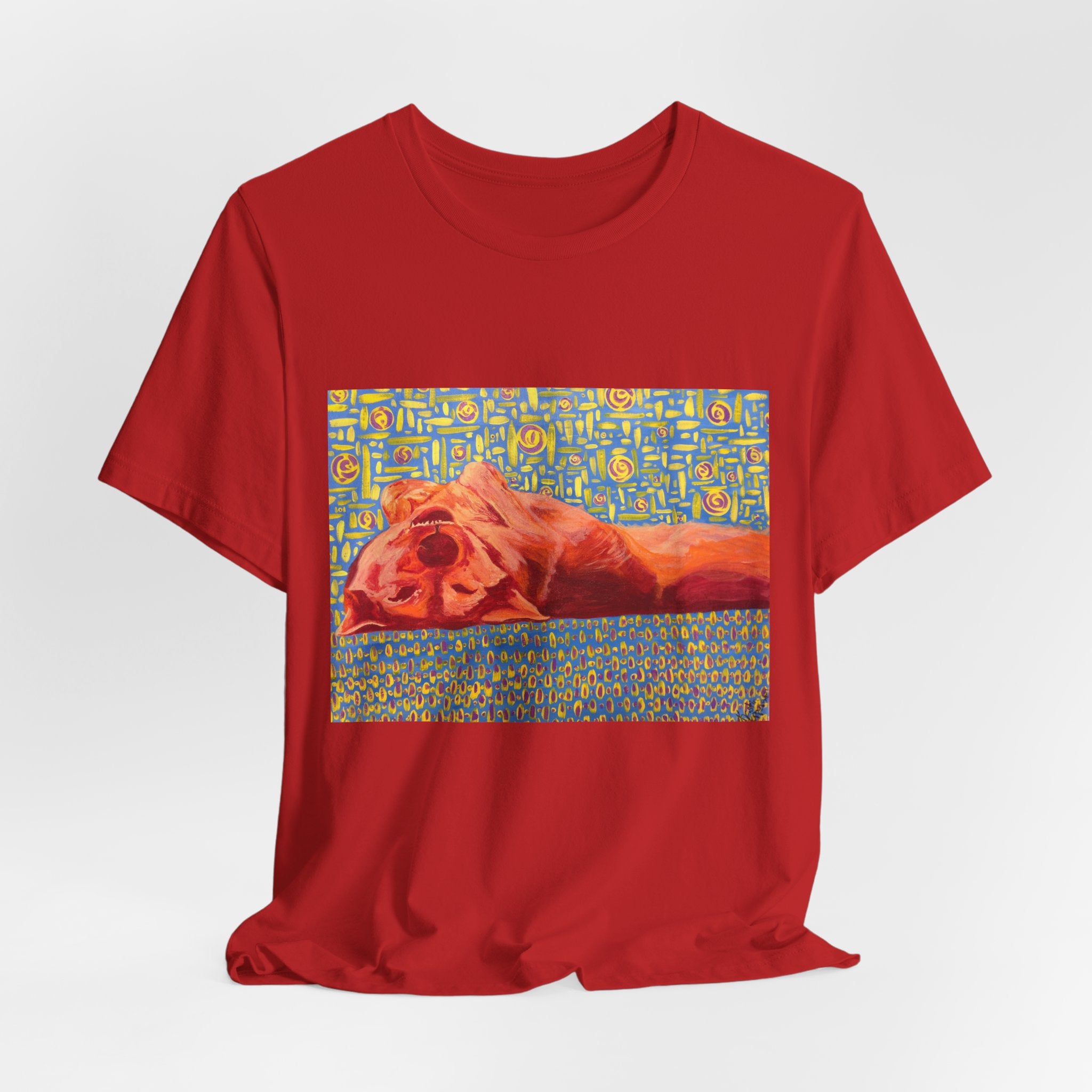Dog on Back - Sleeping Dog Art Tee — Colorful Pop Art T-Shirt