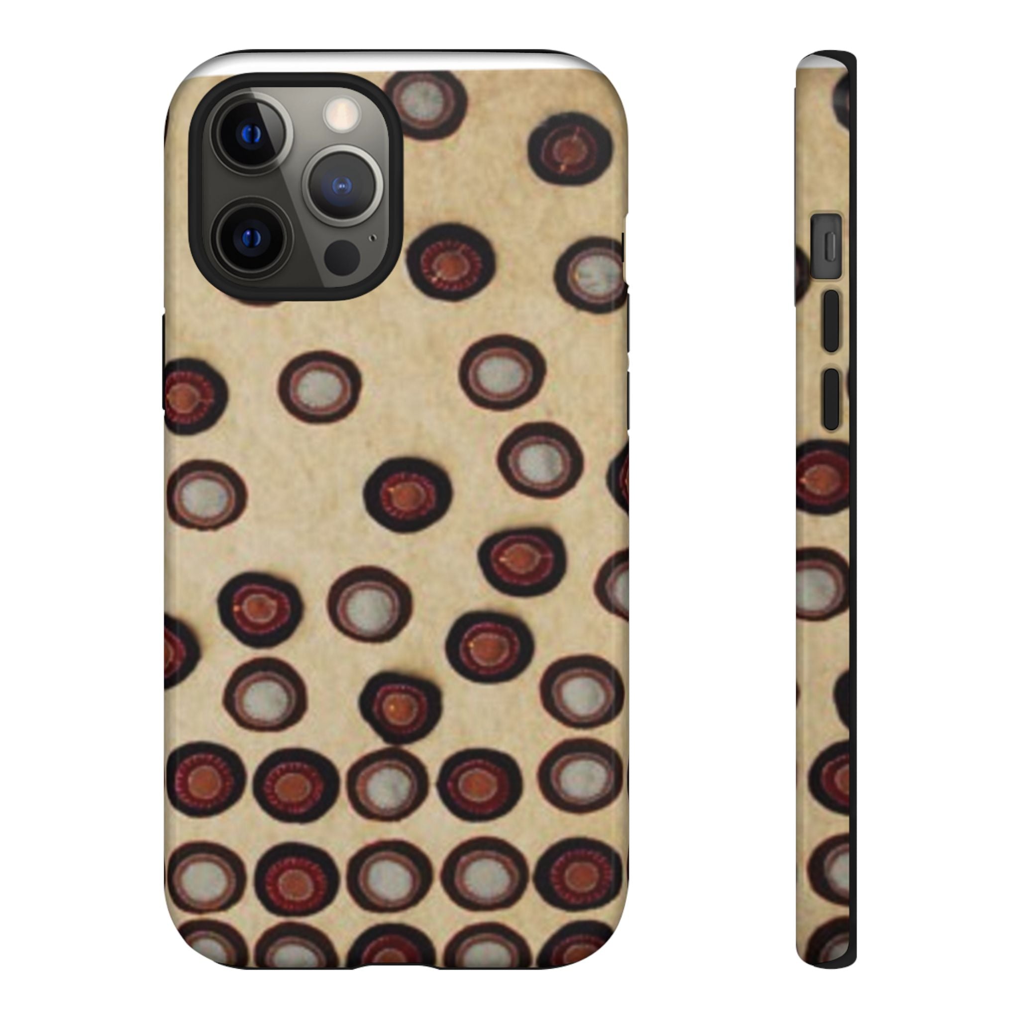 Penny Rug - Retro Dot Pattern Phone Case — Vintage Beige Circles Protective Cover