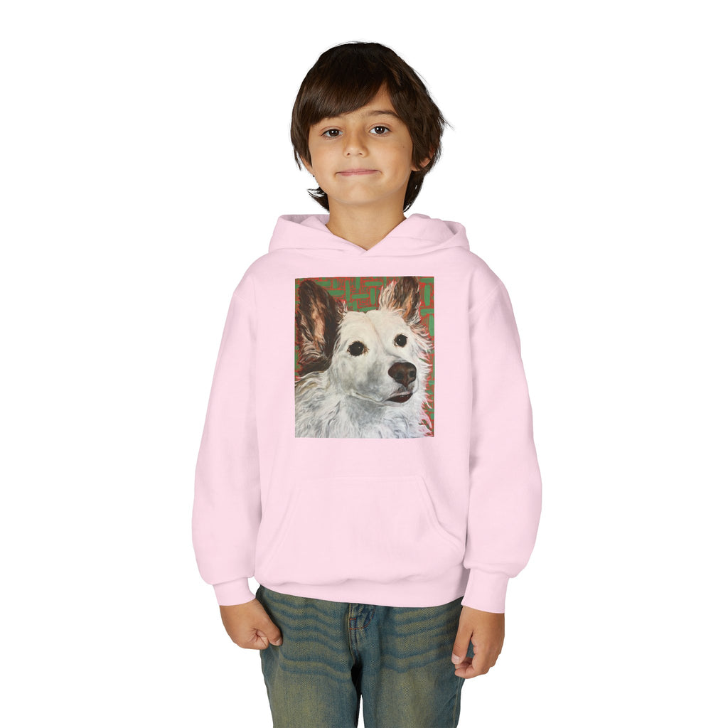 White Dog Portrait Hoodie —  Pullover for Kids