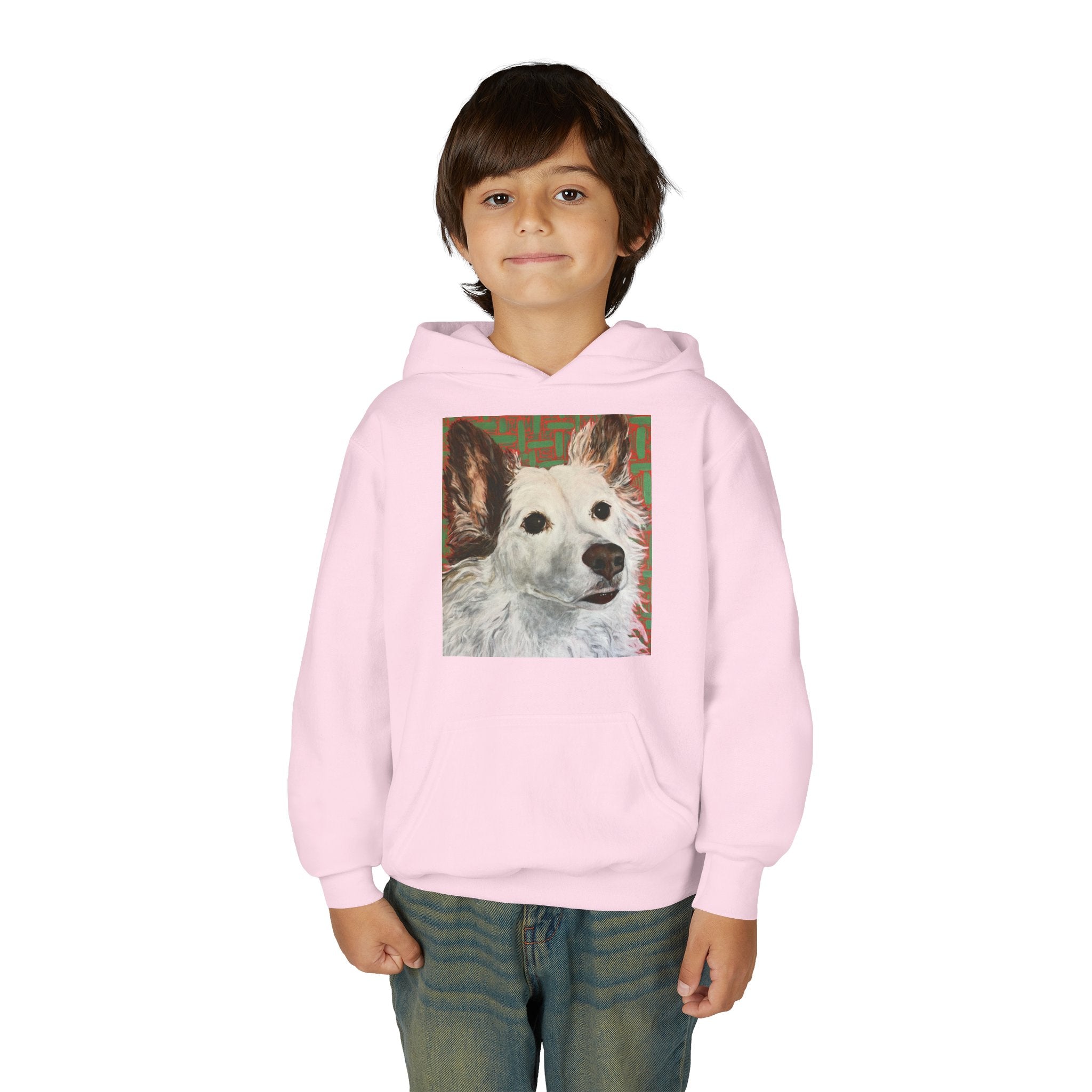 White Dog Portrait Hoodie —  Pullover for Kids