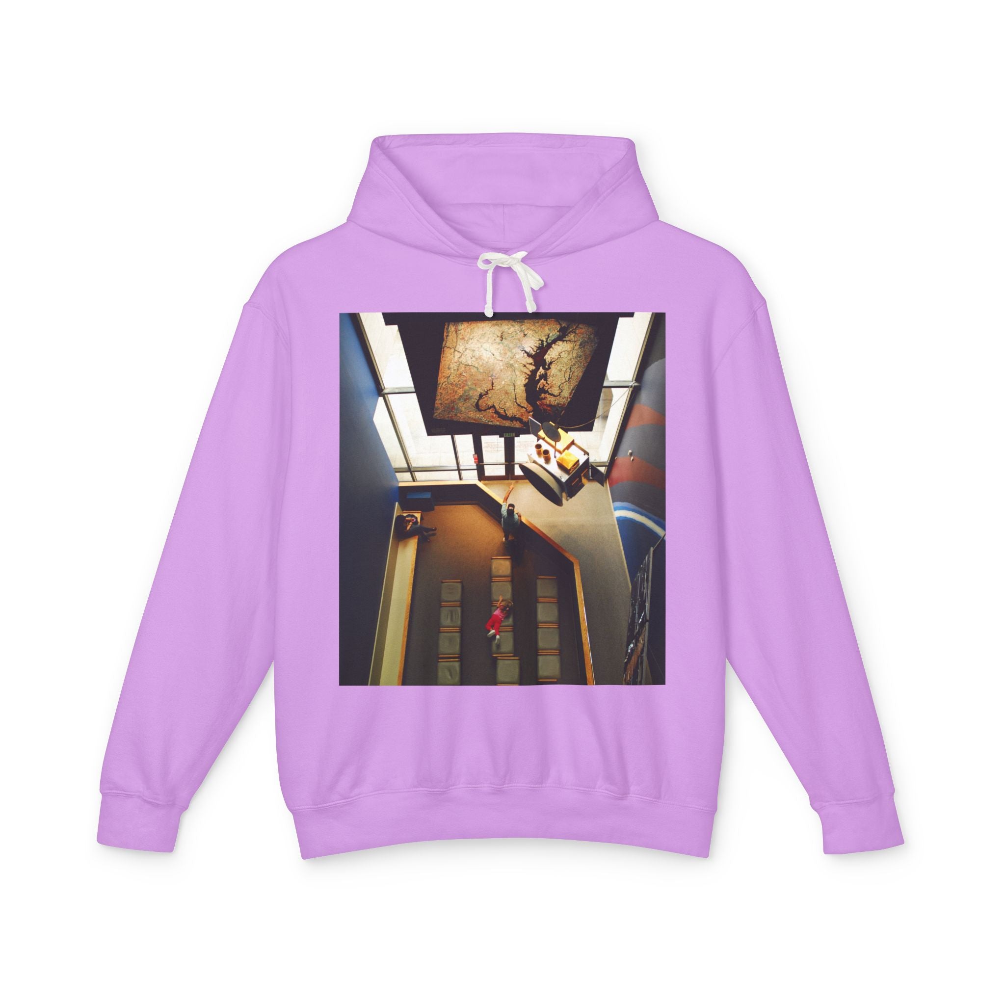Air and Space - Surreal Stairwell Photo Hoodie — Vintage Elevator Art Pullover