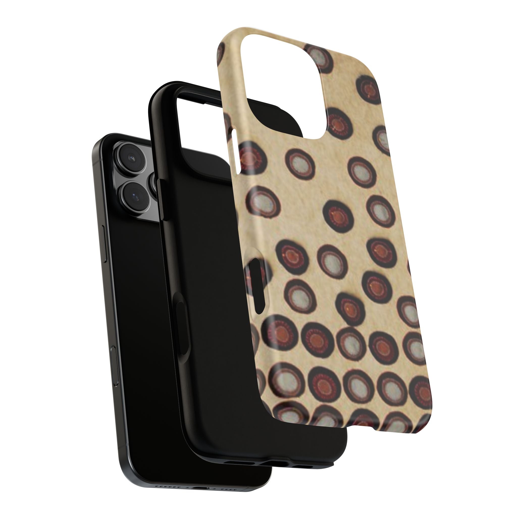 Penny Rug - Retro Dot Pattern Phone Case — Vintage Beige Circles Protective Cover