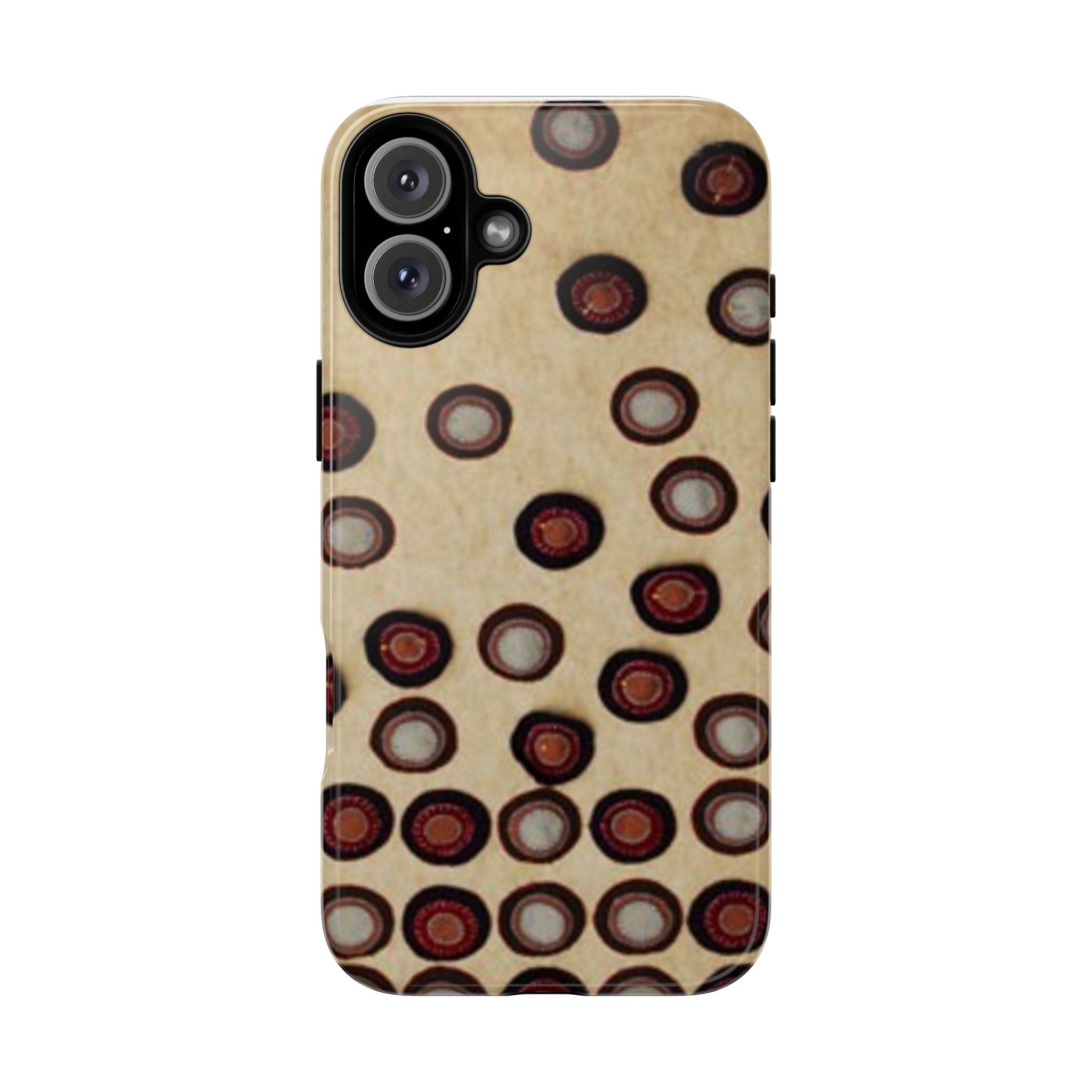 Penny Rug - Retro Dot Pattern Phone Case — Vintage Beige Circles Protective Cover
