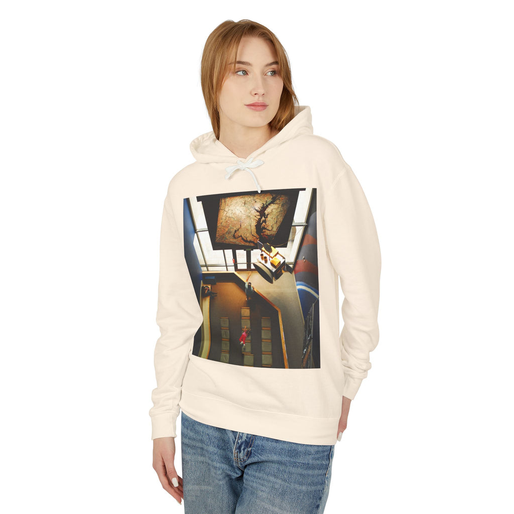 Air and Space - Surreal Stairwell Photo Hoodie — Vintage Elevator Art Pullover