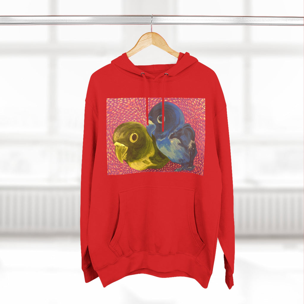Parakeet Pop Art Hoodie — Colorful Budgie Bird Print Fleece Pullover