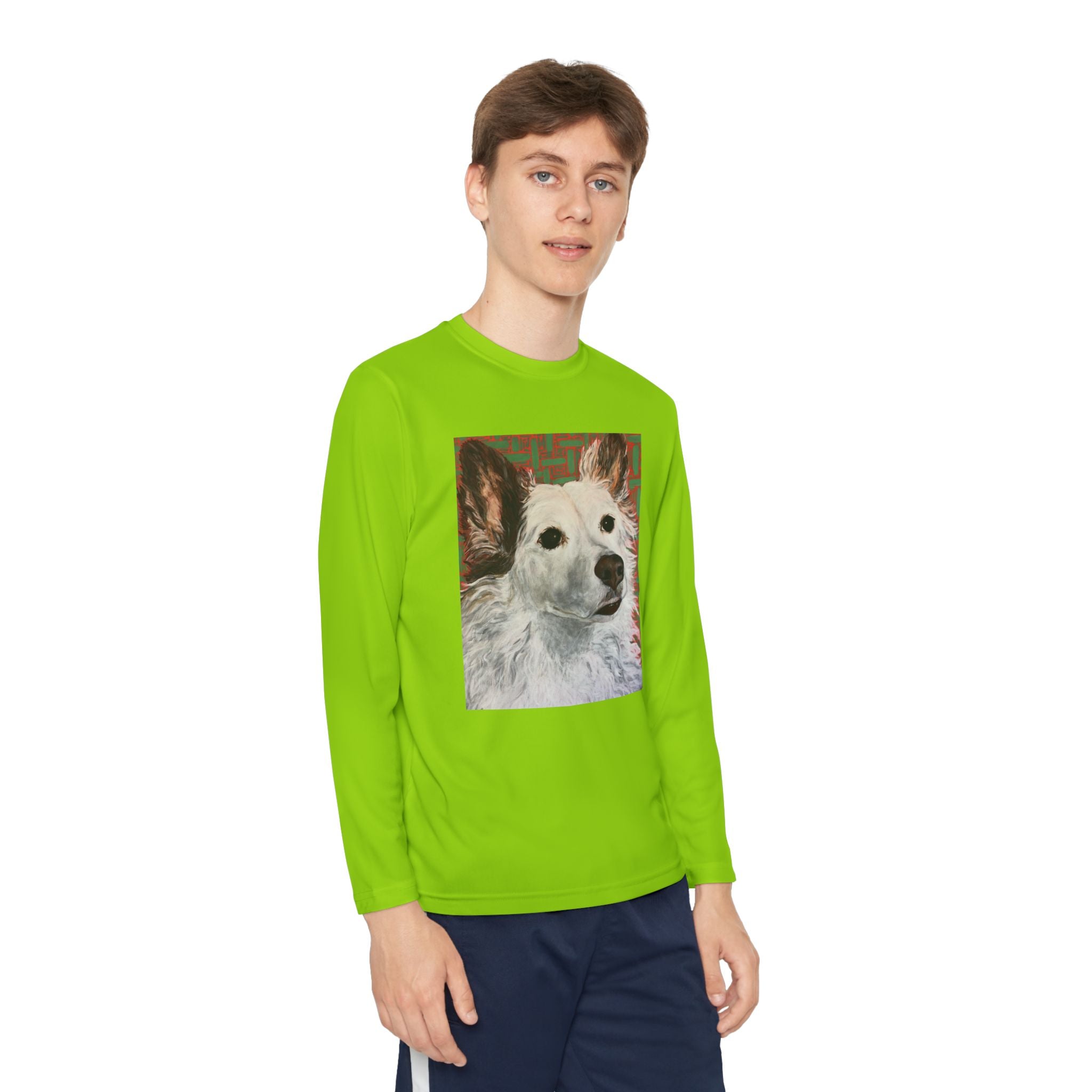 White Dog Portrait - Youth Long Sleeve Tee — White Dog Portrait Kids Shirt