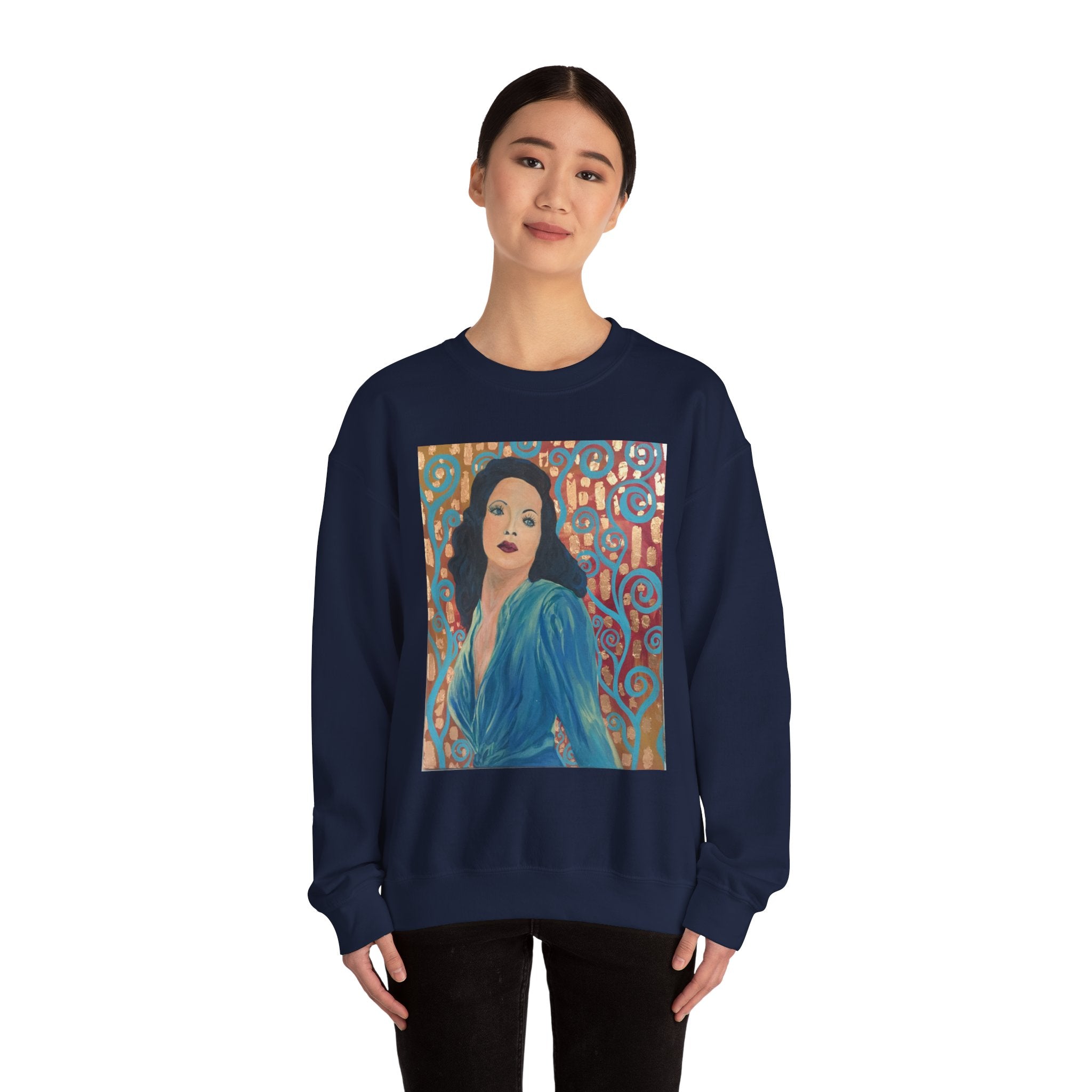 Gene Tierney Portrait Adult Sweatshirt — Painted Pop-Art Vintage Actress Crewneck