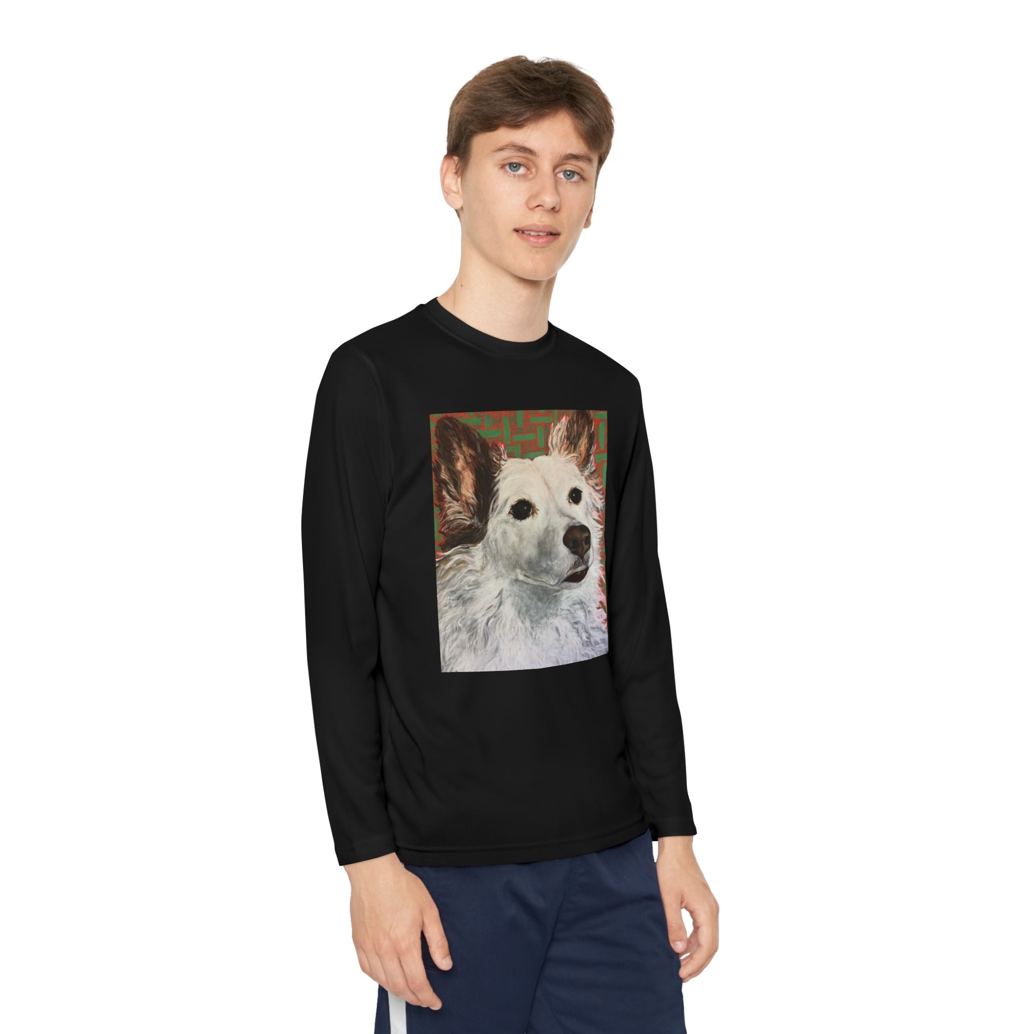 White Dog Portrait - Youth Long Sleeve Tee — White Dog Portrait Kids Shirt